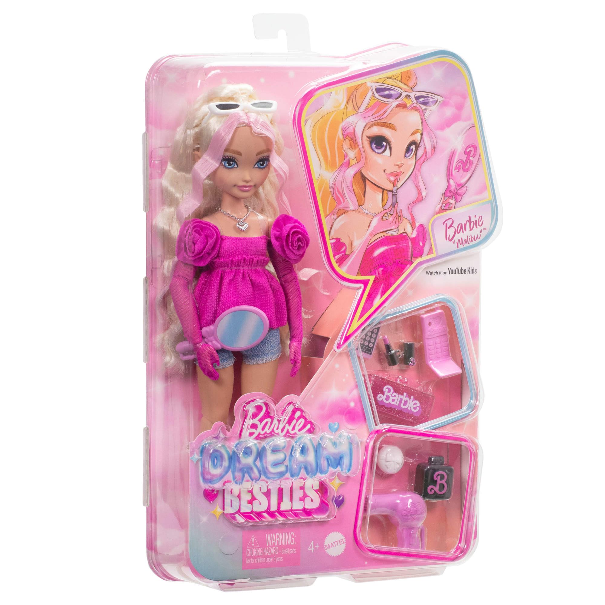 Barbie Dream Besties Doll - Barbie 'Malibu' with 11 Beauty Accessories | Posable | Ages 4+ | HYC21 6