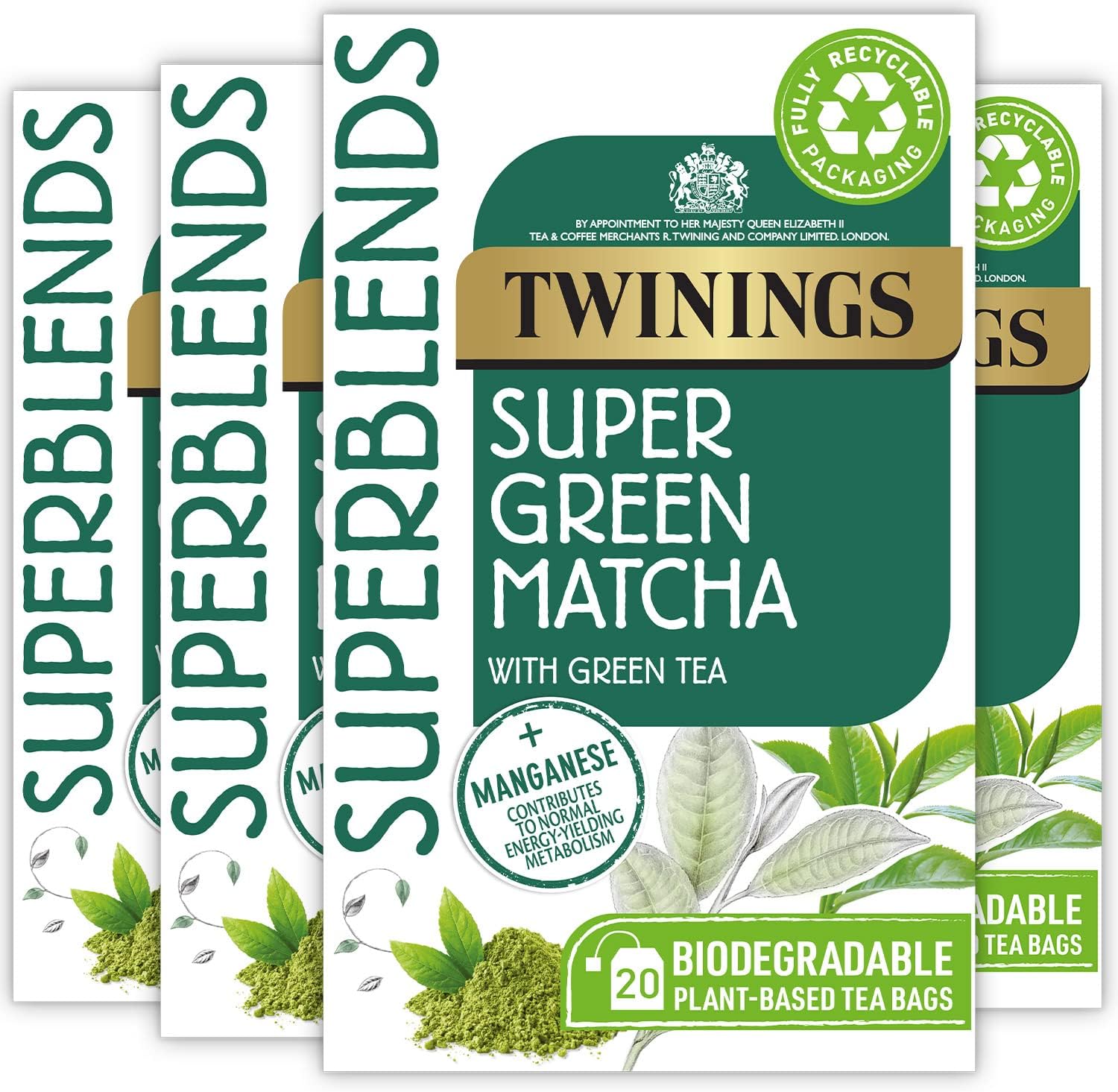 Twinings Superblends Super Green Matcha Tea, 80 Tea Bags (4 x 20) 1