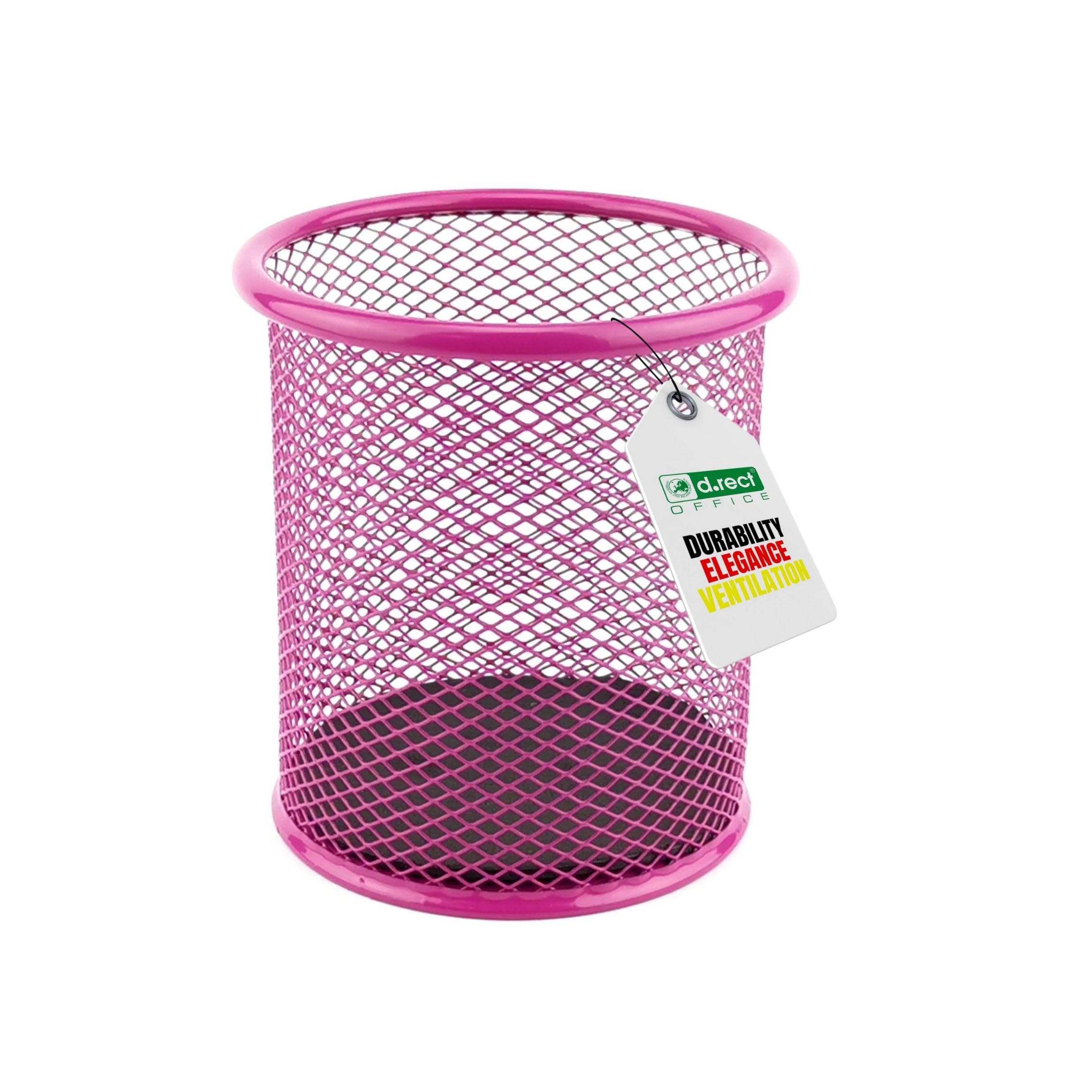 Leviatan Round Mesh Metal Pencil Holder - Pink | Ø 91mm | Rust Resistant