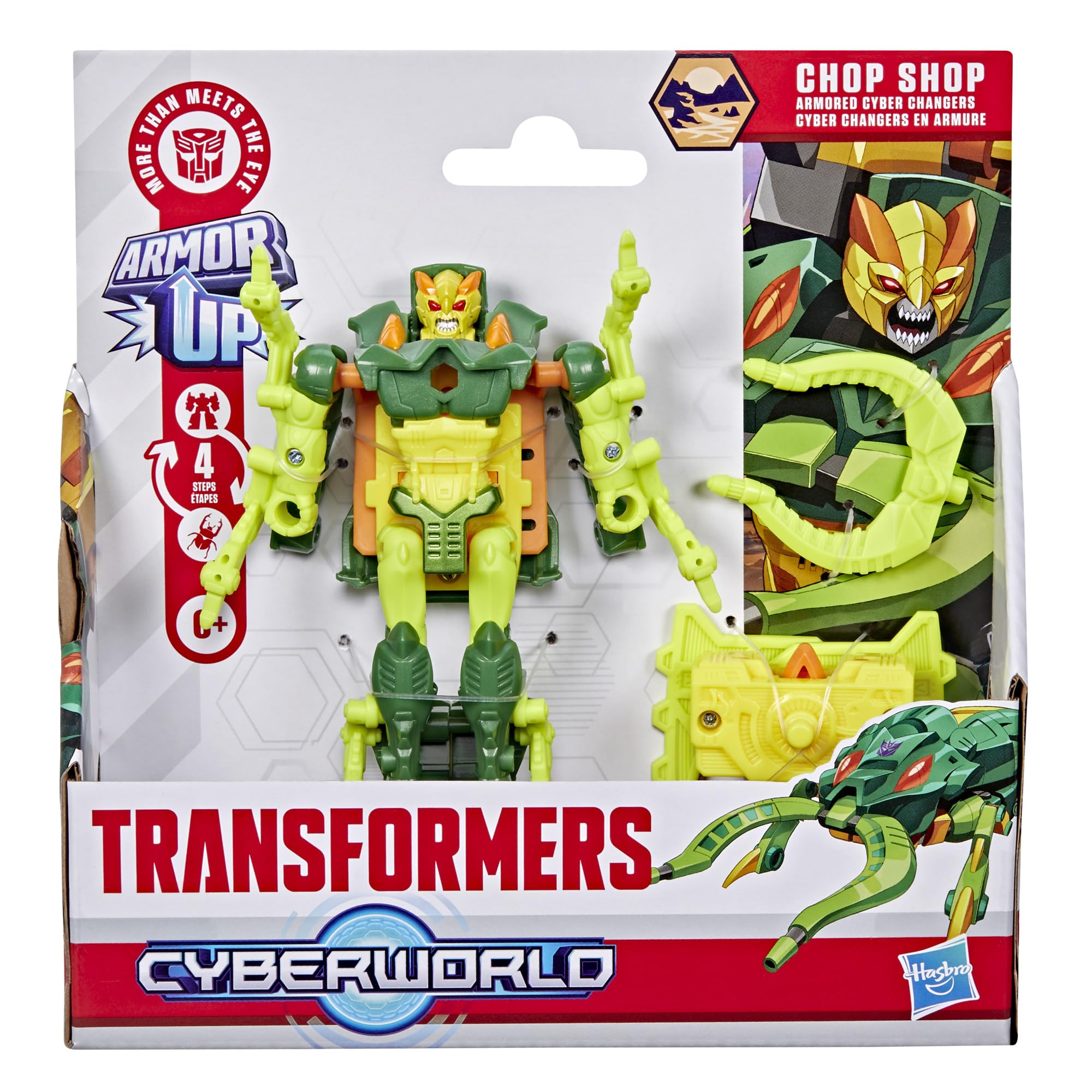 Transformers - CYBERWORLD Armored Cyber Changers Chop Shop Action Figure | 4-Inch Robot | Ages 6+