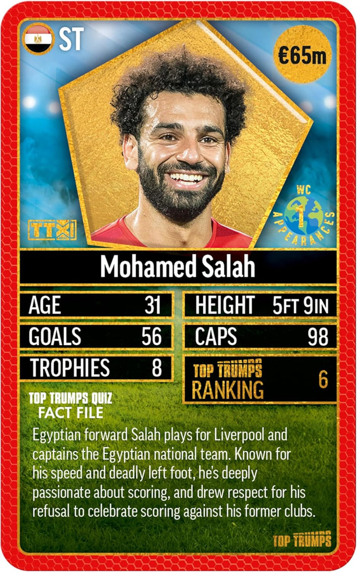 Top Trumps World Football Stars Top 200 Card Game Pack 4, Play with Salah, Mahre