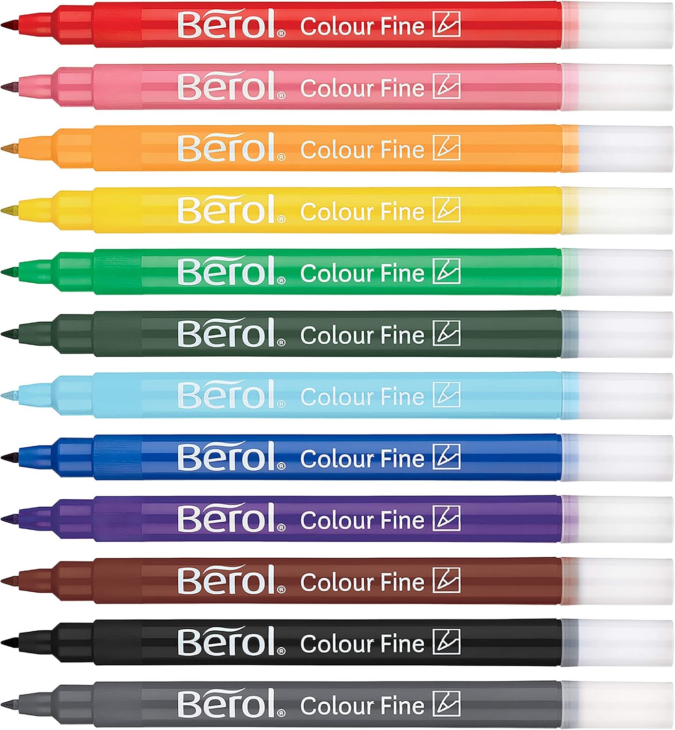 Berol Felt Tip Colouring Pens - Fine Point (0.6mm) Washable Markers for Kids, 42-Pack 2