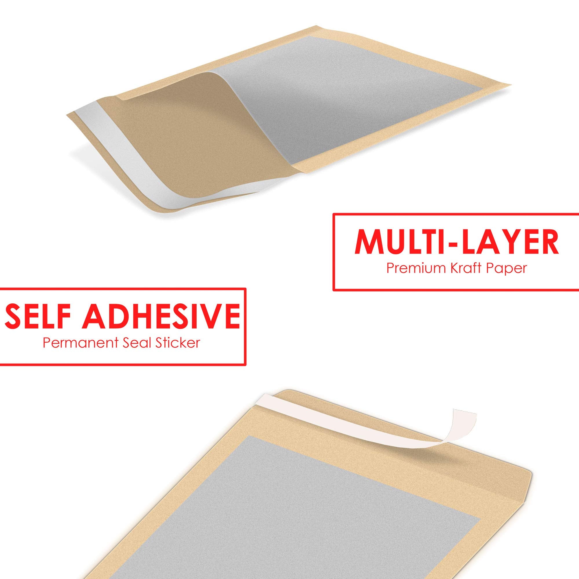 iSOUL 20 Pcs A5 C5 Hard Board Backed Envelopes | 229mm x 162mm Manilla | Peel & Seal 2
