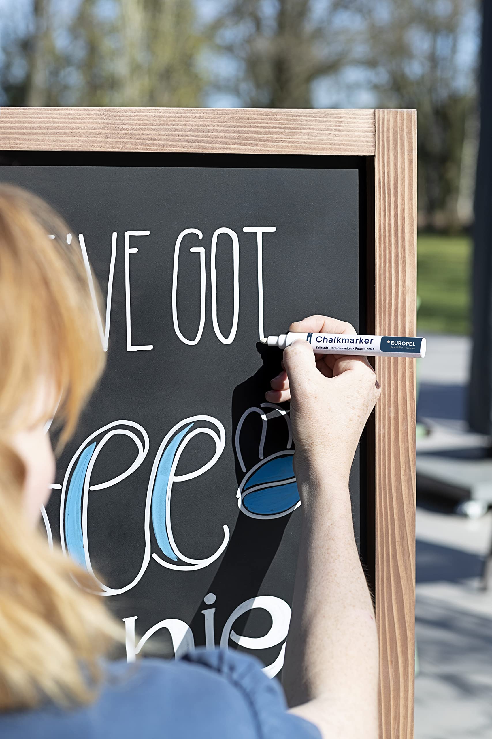 Europel Liquid Chalk Marker - White Ink, 3mm Reversible Tip (Round/Chisel) | Dust Free 4
