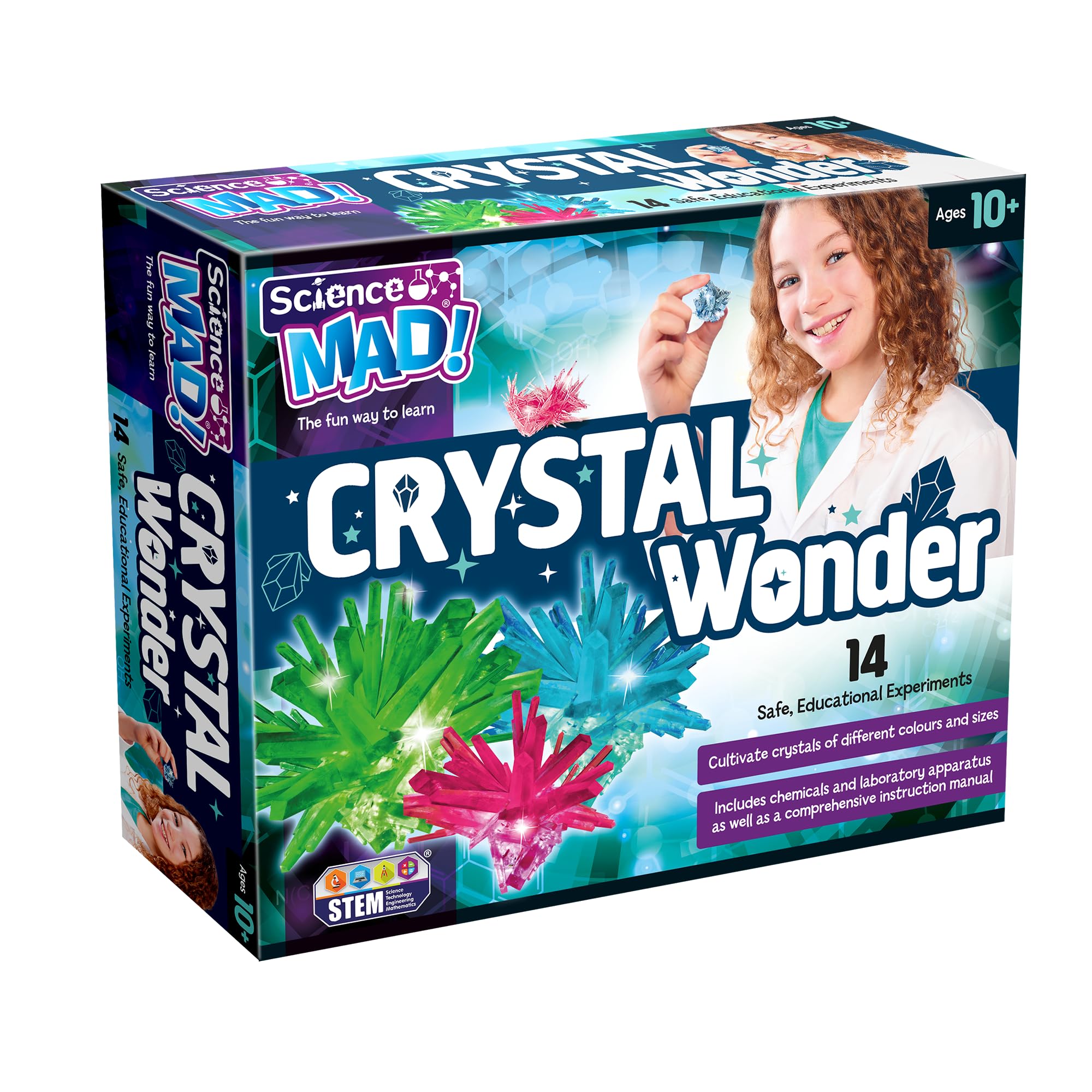 Science Mad Crystal Wonder Kit - 14 Safe Crystal Growing Experiments for Kids 10+ 1