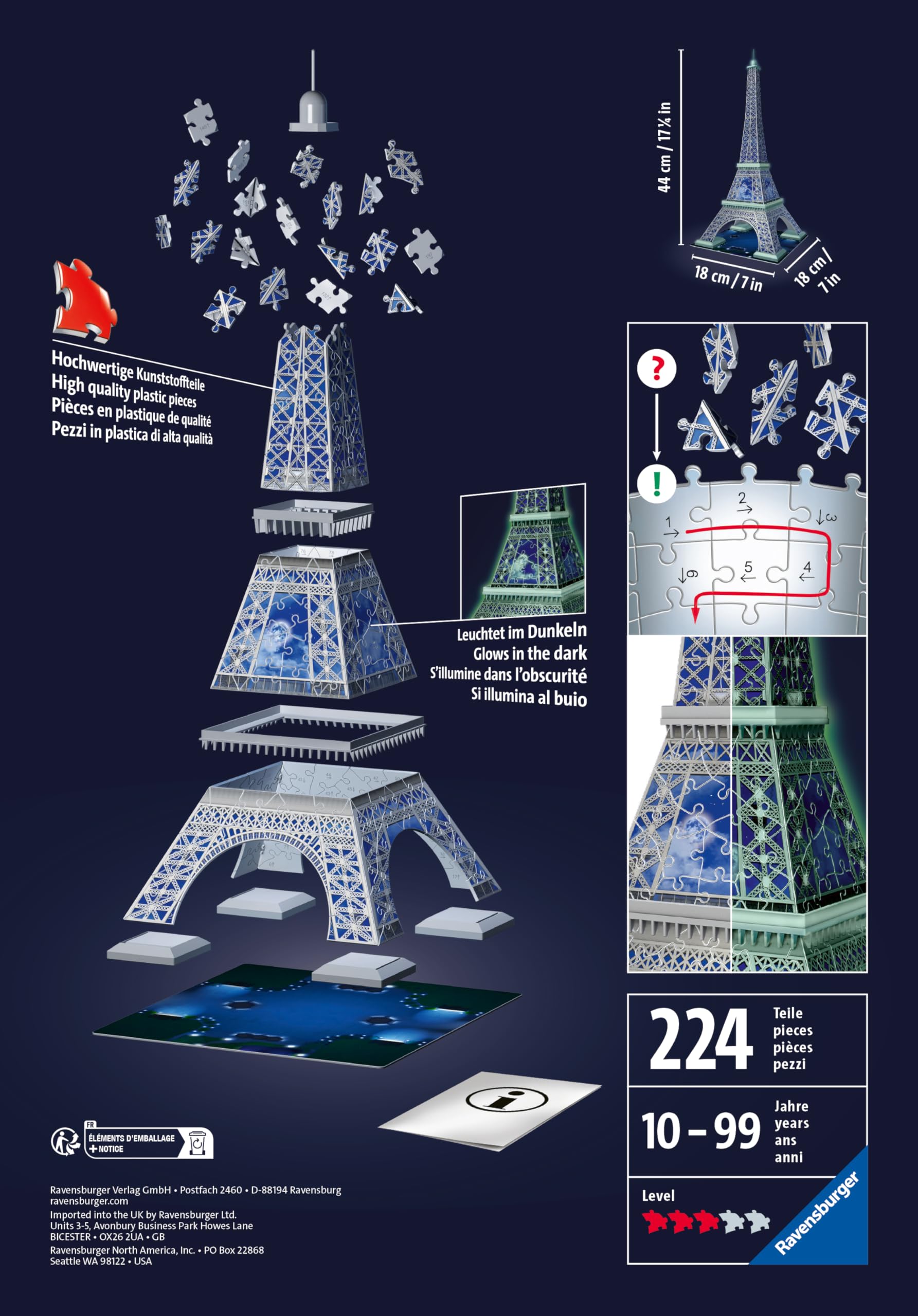 Ravensburger Glow in the Dark Eiffel Tower 3D Jigsaw Puzzle - 216-Piece Building Set for Kids & Adults 13