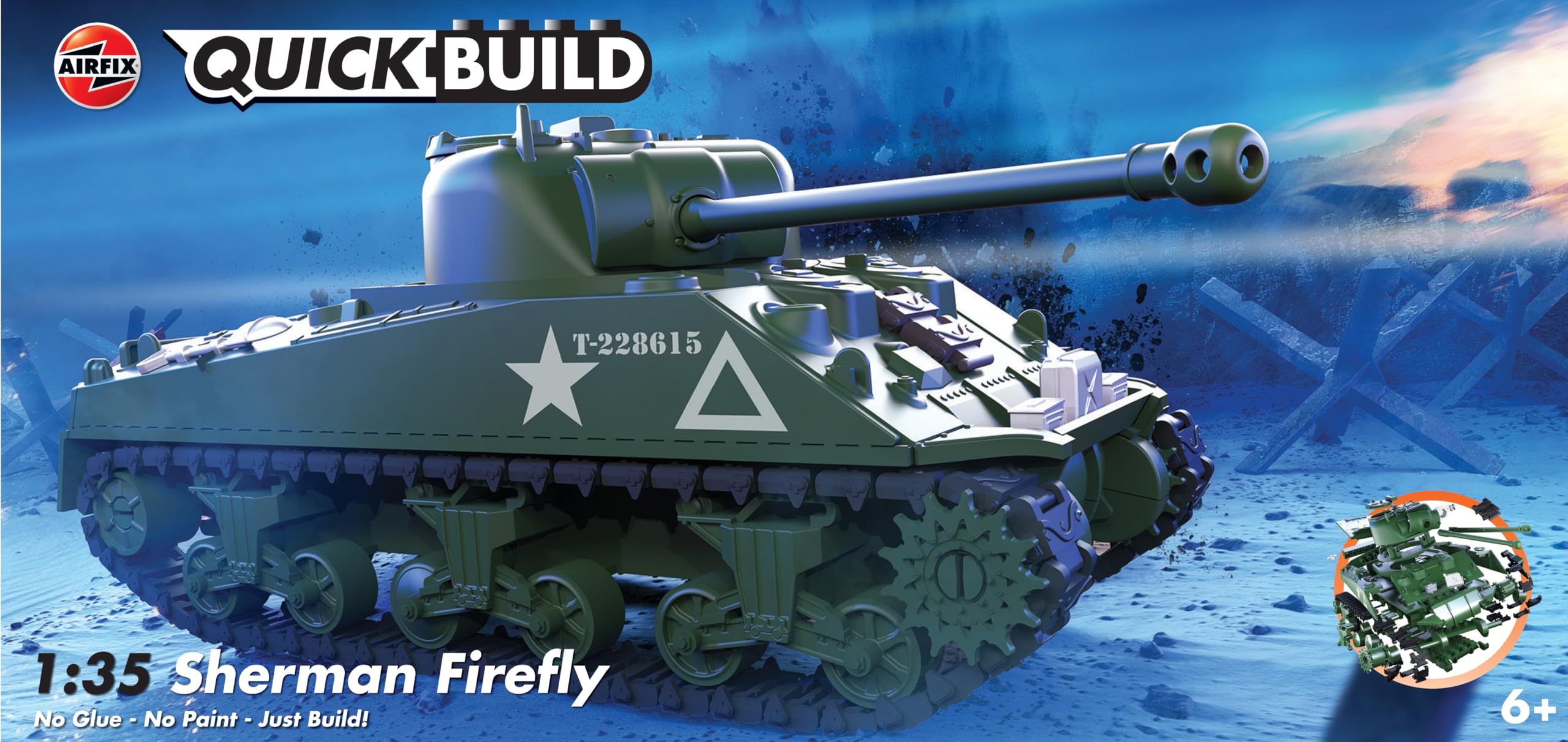 Airfix QUICKBUILD Sherman Firefly Model Tank Kit - 154-Piece Plastic Building Set for Kids & Adults 1