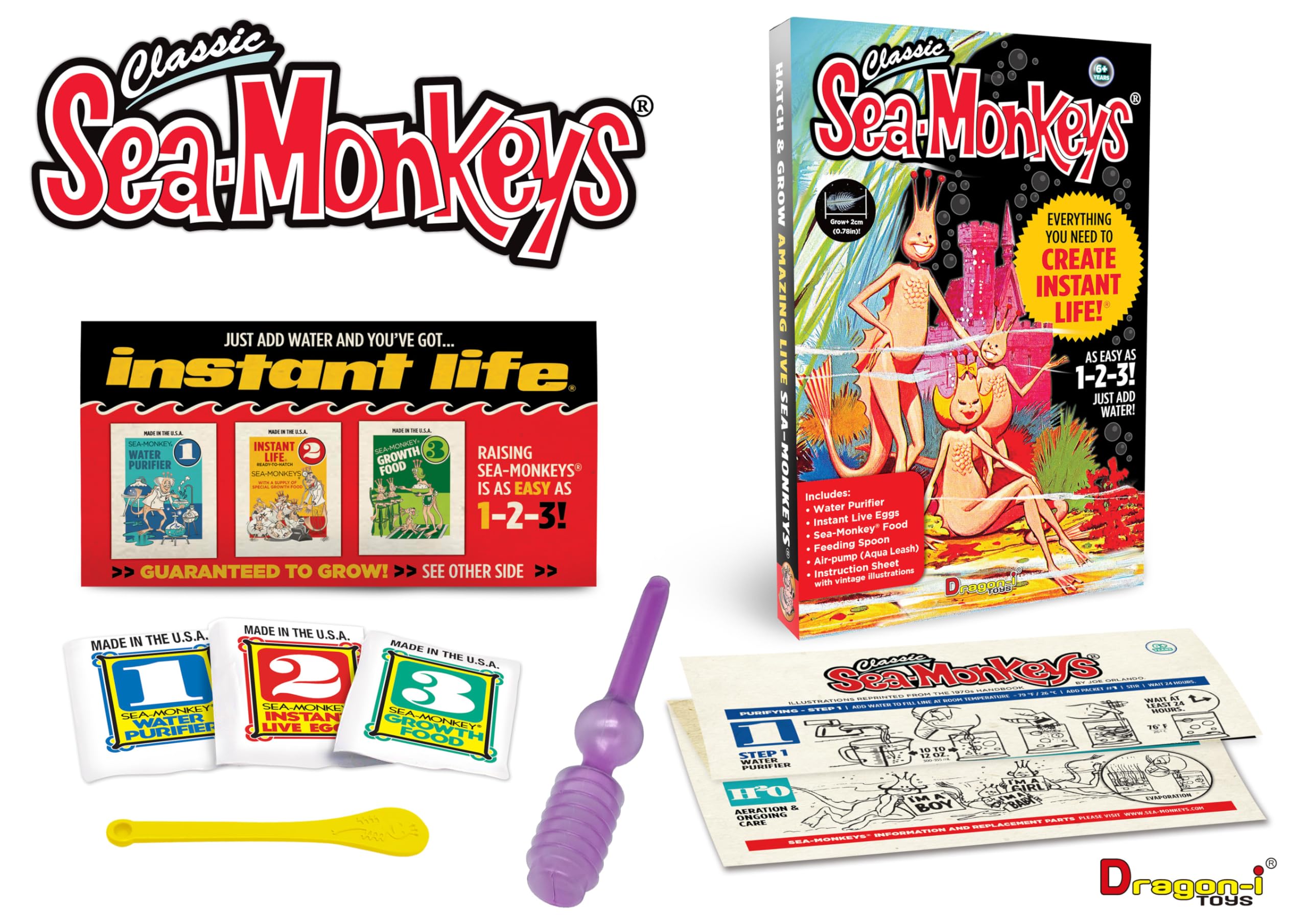 BANDAI Sea Monkeys Instant Life Retro Pack | Grow Your Own Brine Shrimp Pets | Ages 5+ 8