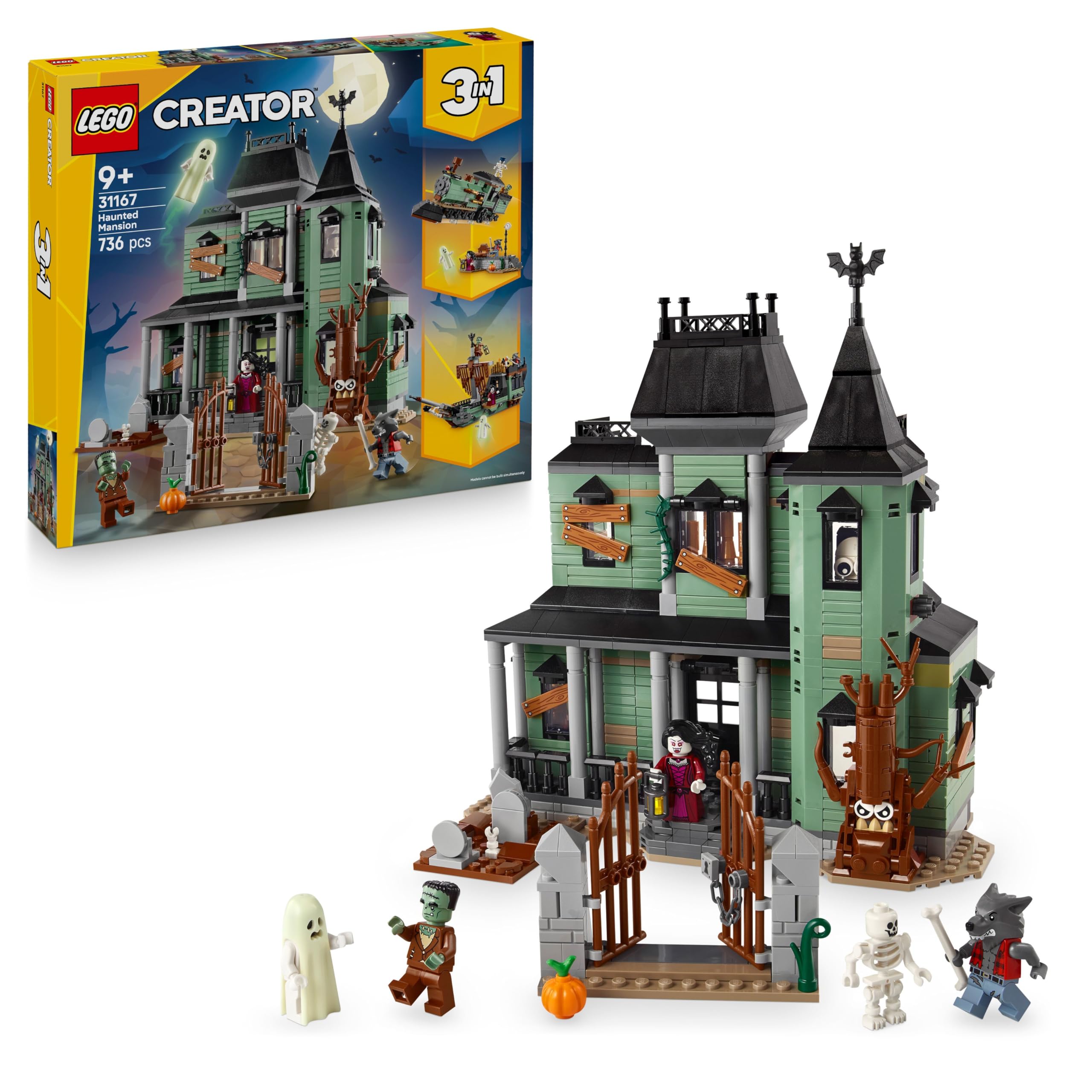 LEGO Creator 3in1 Haunted Mansion 31167 Building Set | Ages 9+ | 5 Minifigures 1