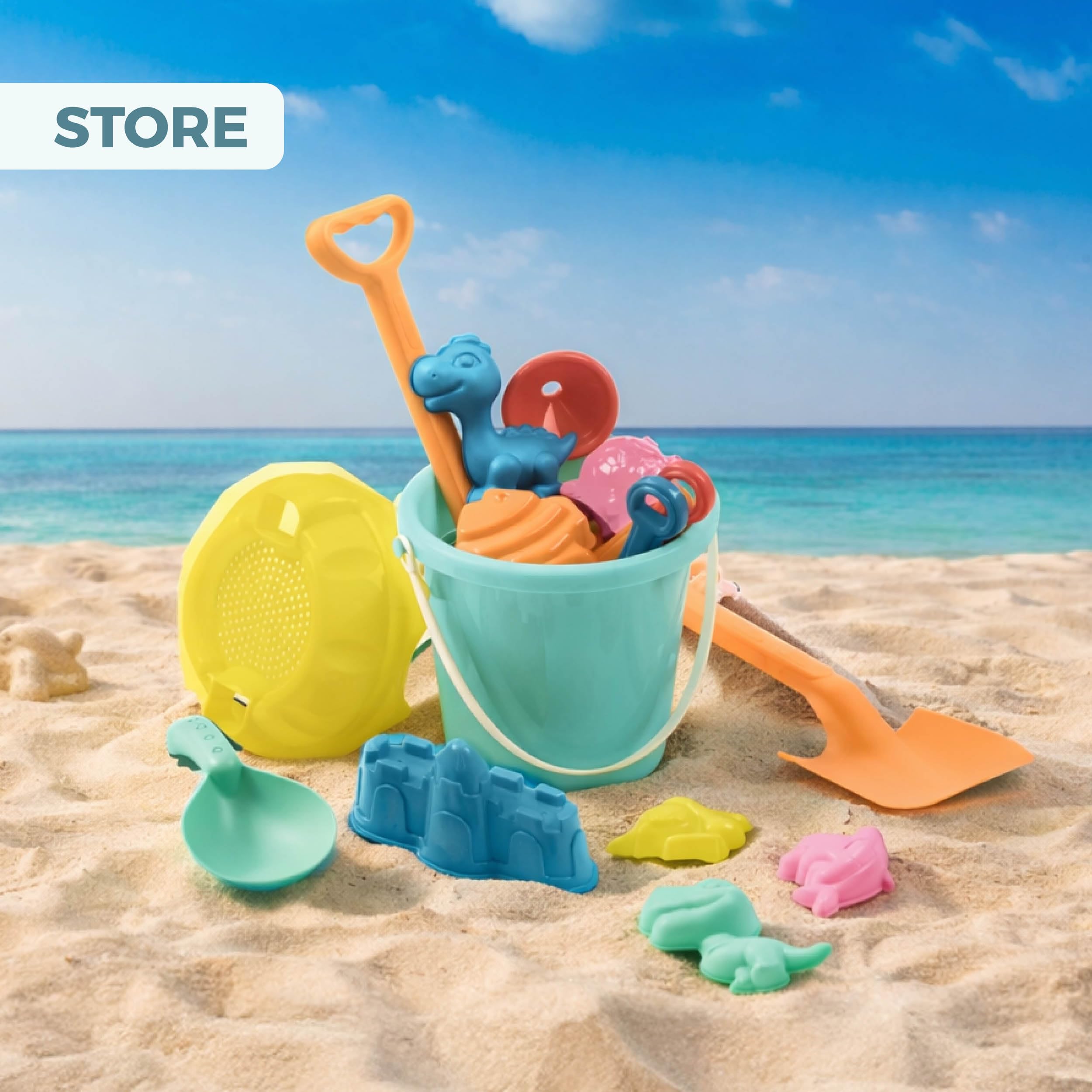 Mookie Activo 25 Piece Kids Beach Bucket and Spade Set with Moulds | Ages 18m+ 3
