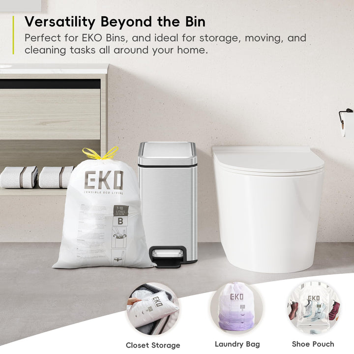 EKO Size B Extra Strong Drawstring Bin Liners for 7-10L Kitchen Bins - 25 Bags