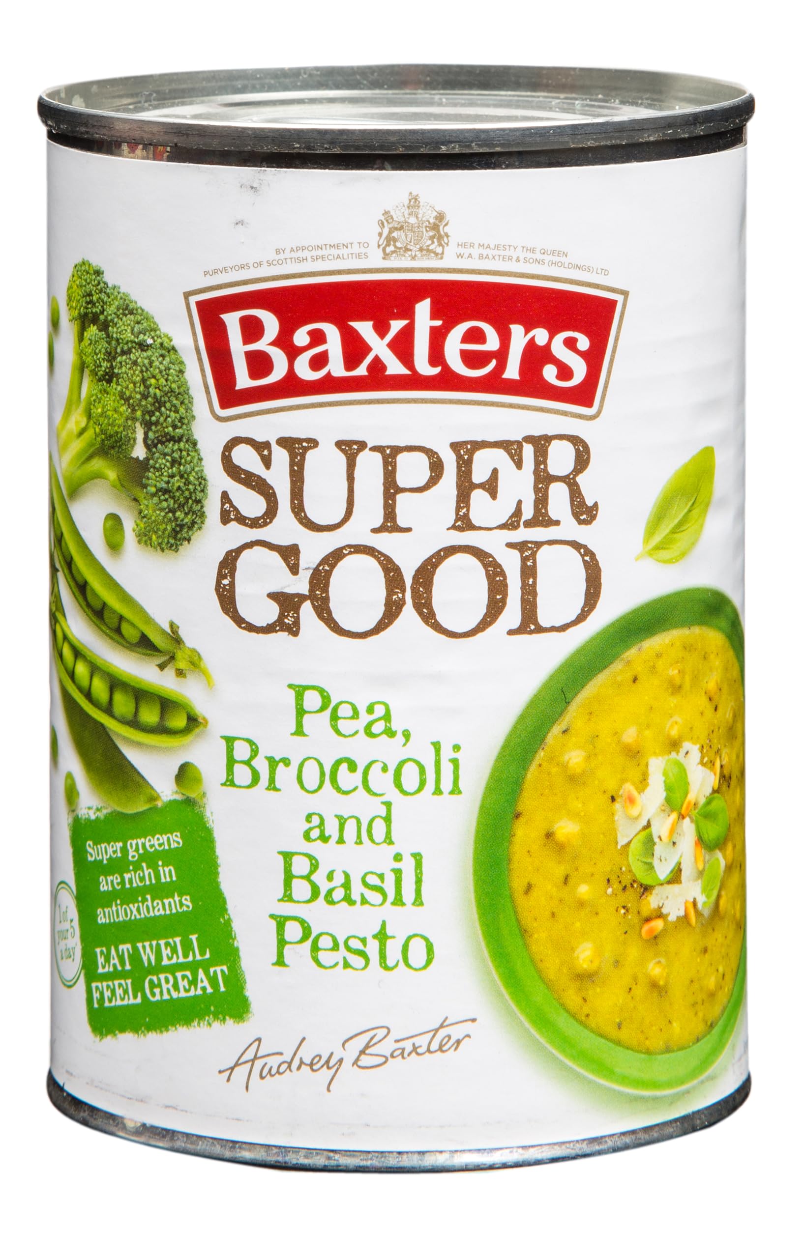 Baxters Super Good Pea, Broccoli and Basil Pesto Soup - 400g Can 1