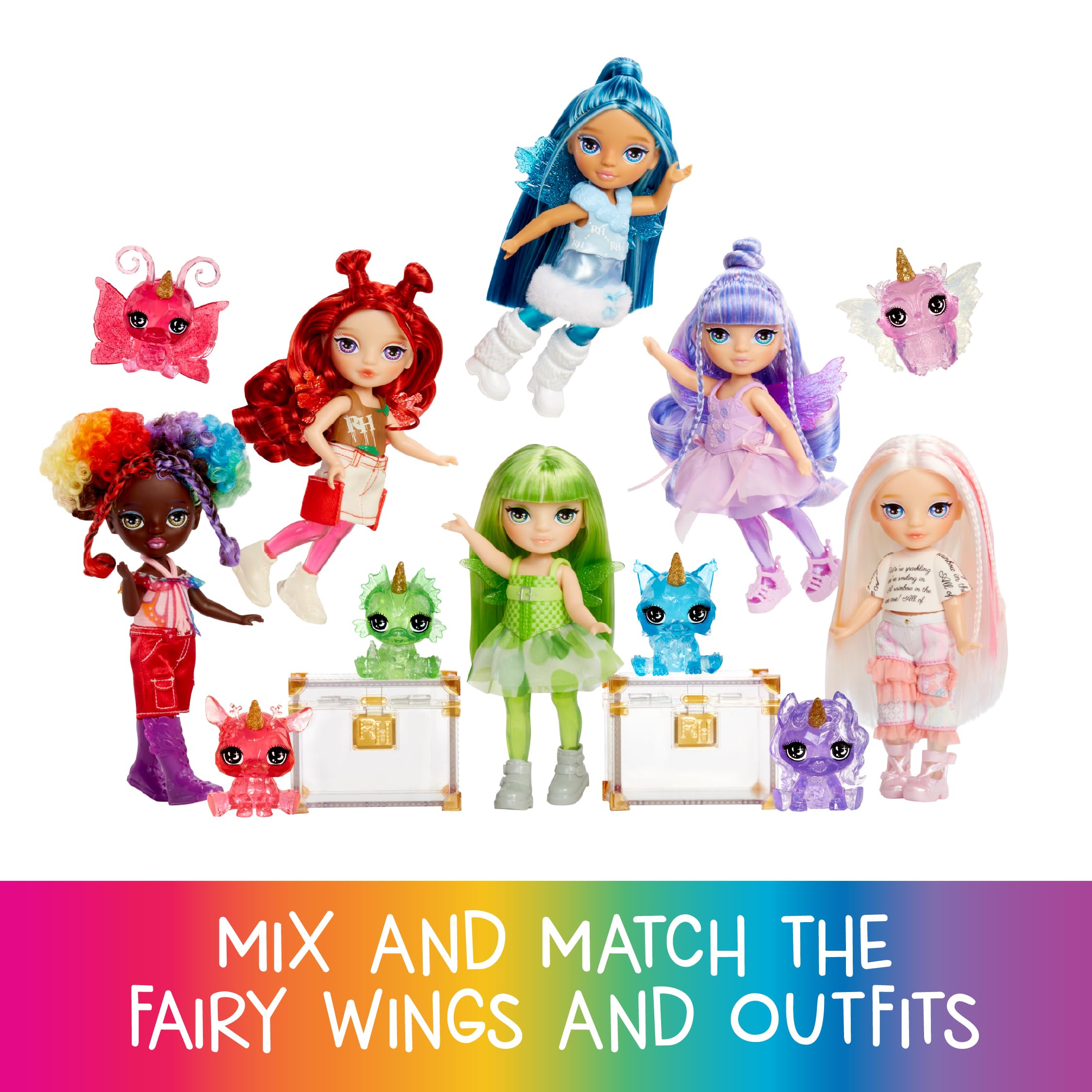 Rainbow High Littles Sapphire Fairy Doll - 14cm Posable, Interchangeable Wings | Fantasy Pet Included | Ages 4+ 6