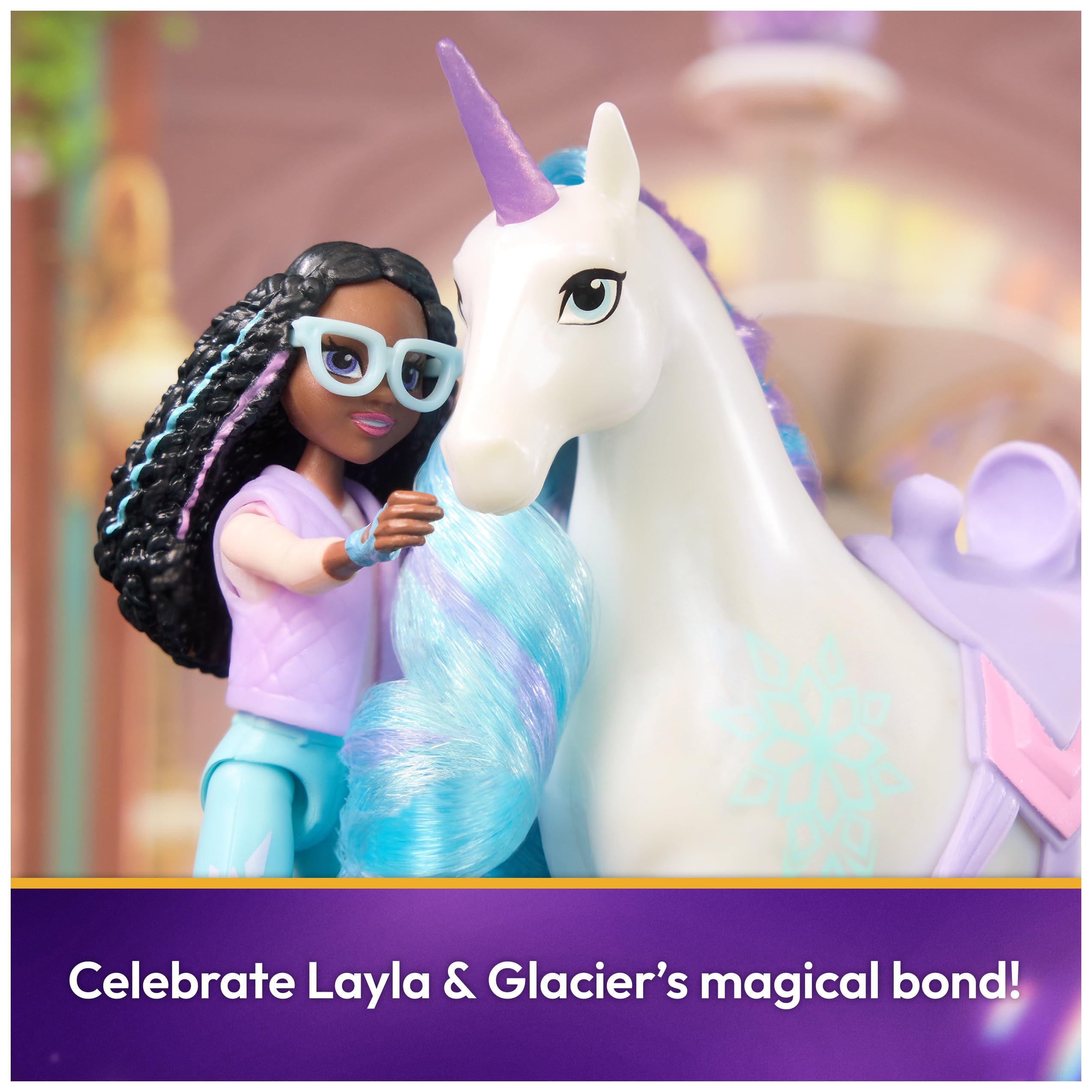 Unicorn Academy Layla & Glacier Set with 2 Riding Accessories and Hair Styling Tool | Ages 4+ 4