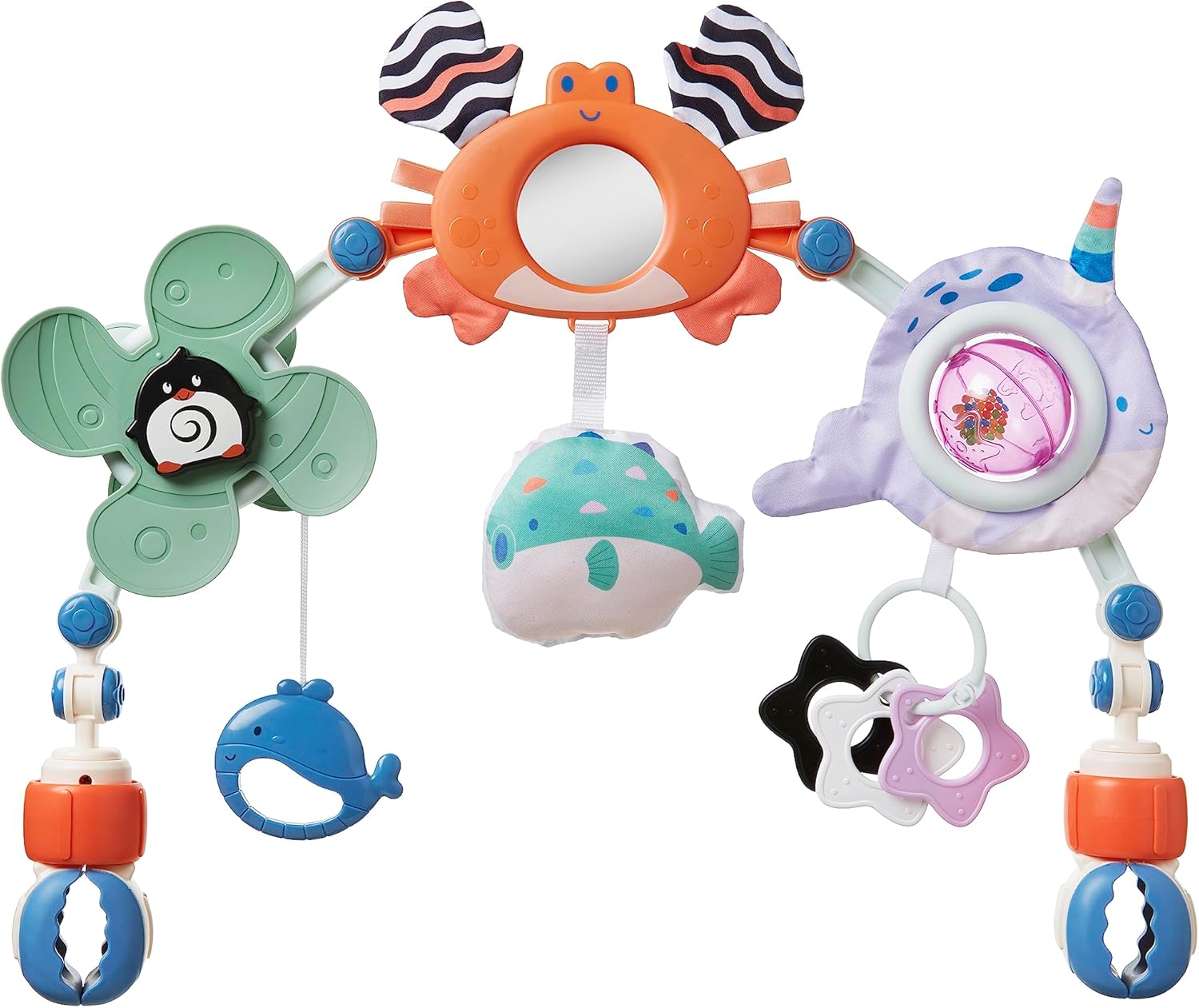 Nuby Ocean Friends Pram Toy Arch - Interactive Baby Toy for Sensory & Motor Skill Development 1