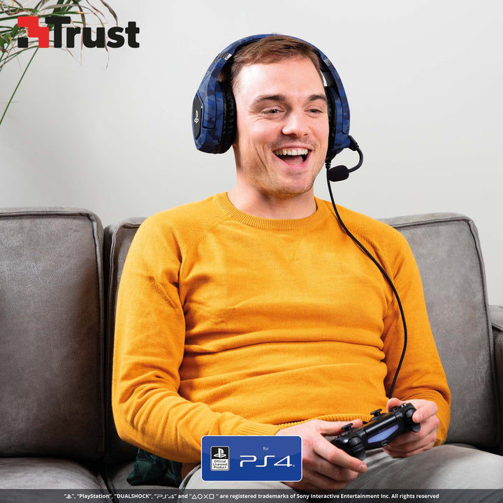 Trust Gaming GXT 488 Forze-B Officially Licensed PS4 PS5 Gaming Headset with 50mm Drivers, Foldable Mic, Blue