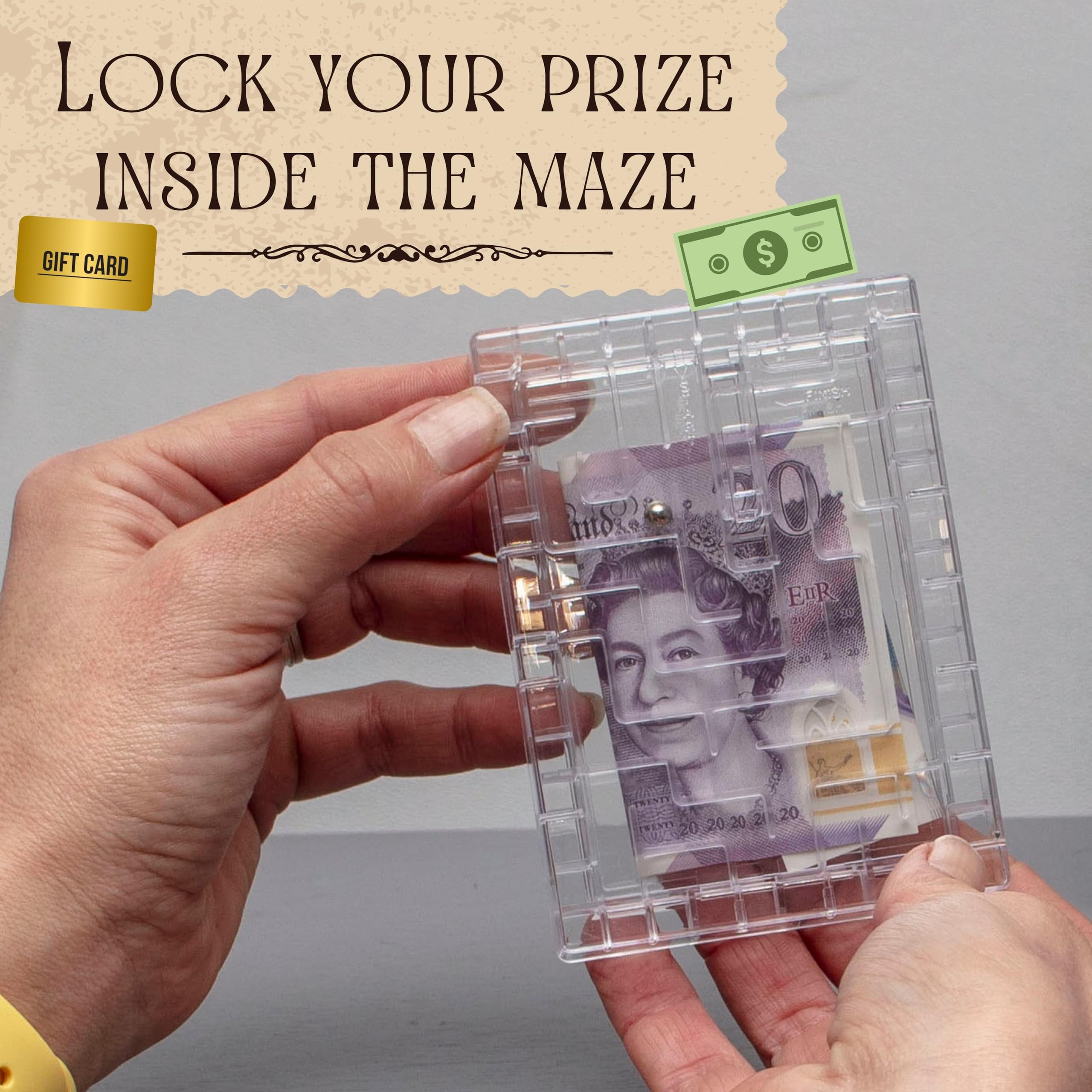 Boxer Gifts Escape Maze Money Puzzle Box for Gift Cards and Cash - Clear Plastic Brain Teaser Challenge 2