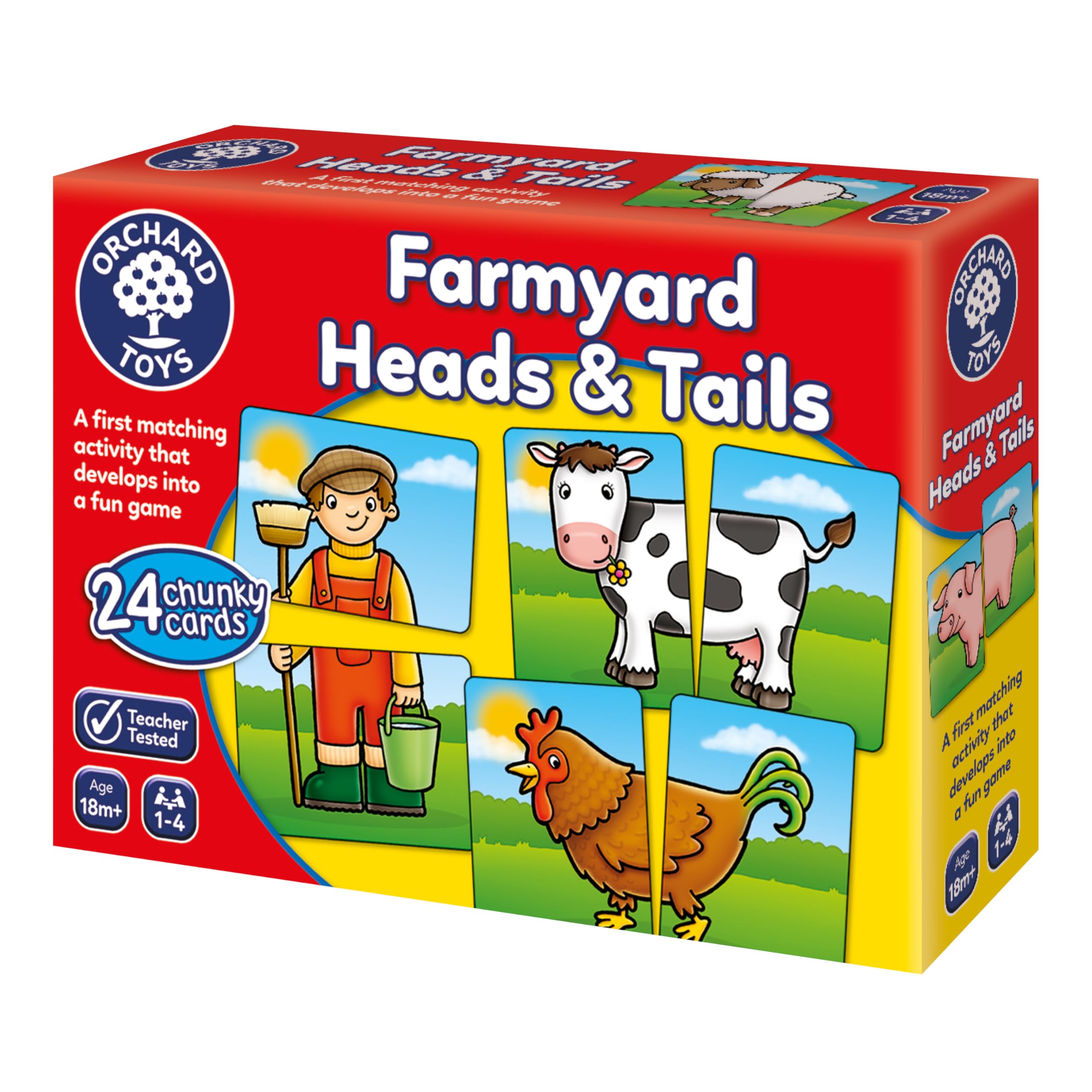Orchard Toys Farmyard Heads and Tails Game - Matching Pairs Card Game for Toddlers 18 Months+ | 1-4 Players
