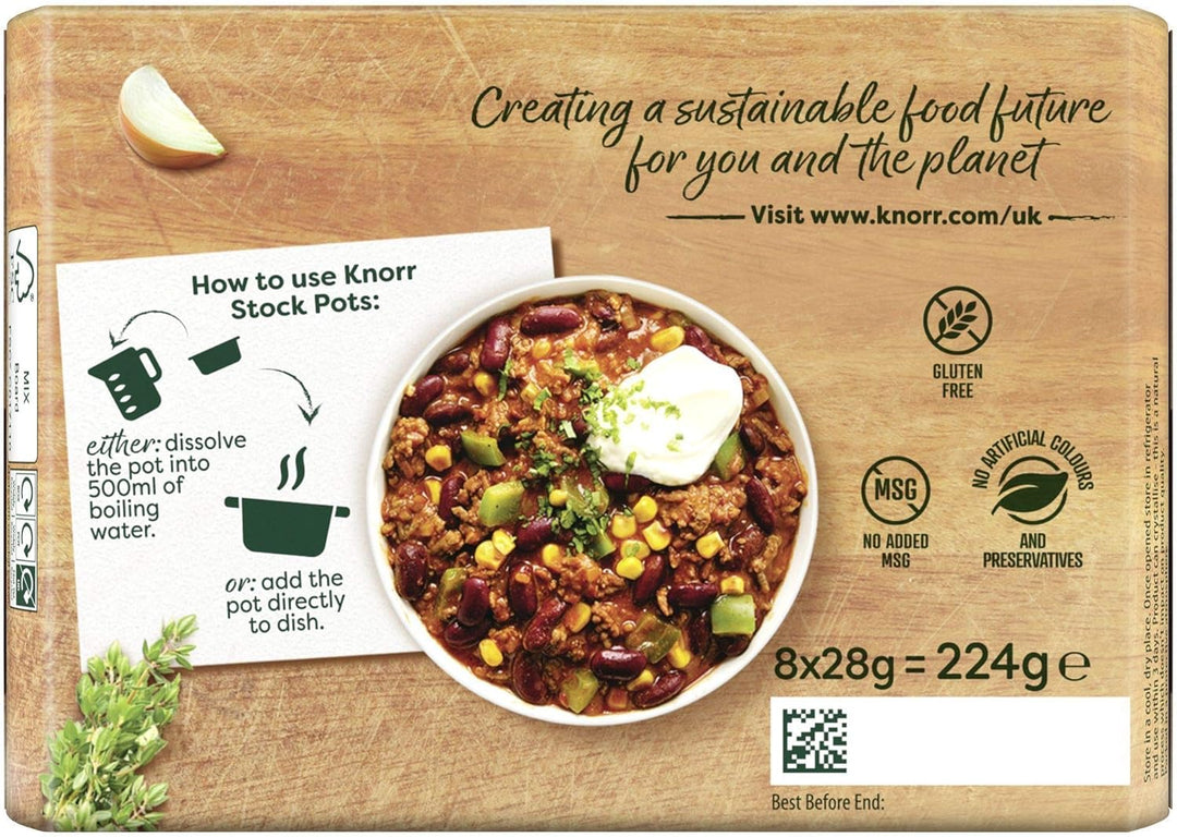 Knorr Rich Beef Gluten-Free Stock Pots - 8 x 28g