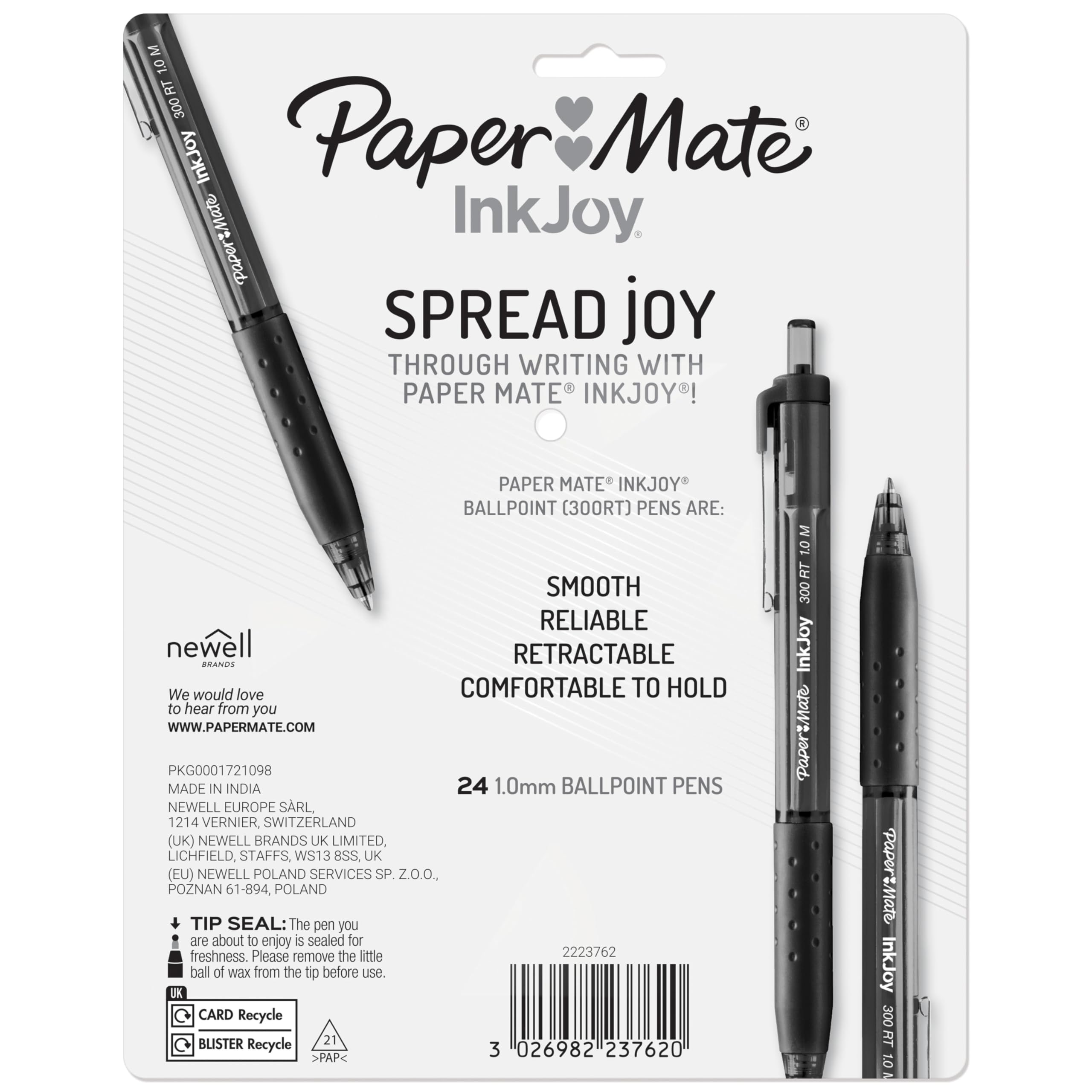Paper Mate InkJoy 300RT Retractable Ballpoint Pens - Ultra-Smooth Ink | 1.0mm Medium Point | 24 Black Pens 7