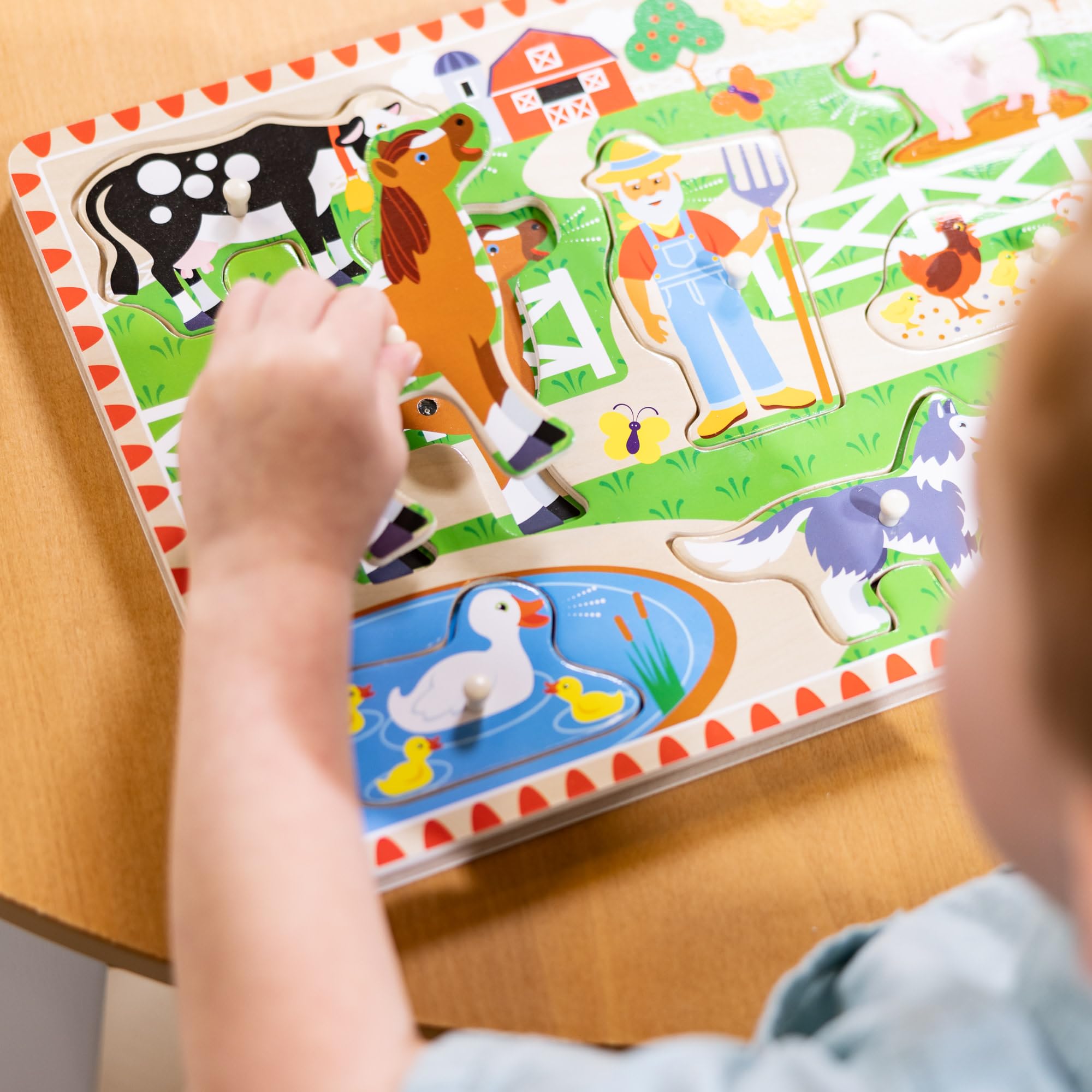 Melissa & Doug Old MacDonald’s Farm Wooden Animal Sound Puzzle - Ages 2+ | Pegged Puzzle 5