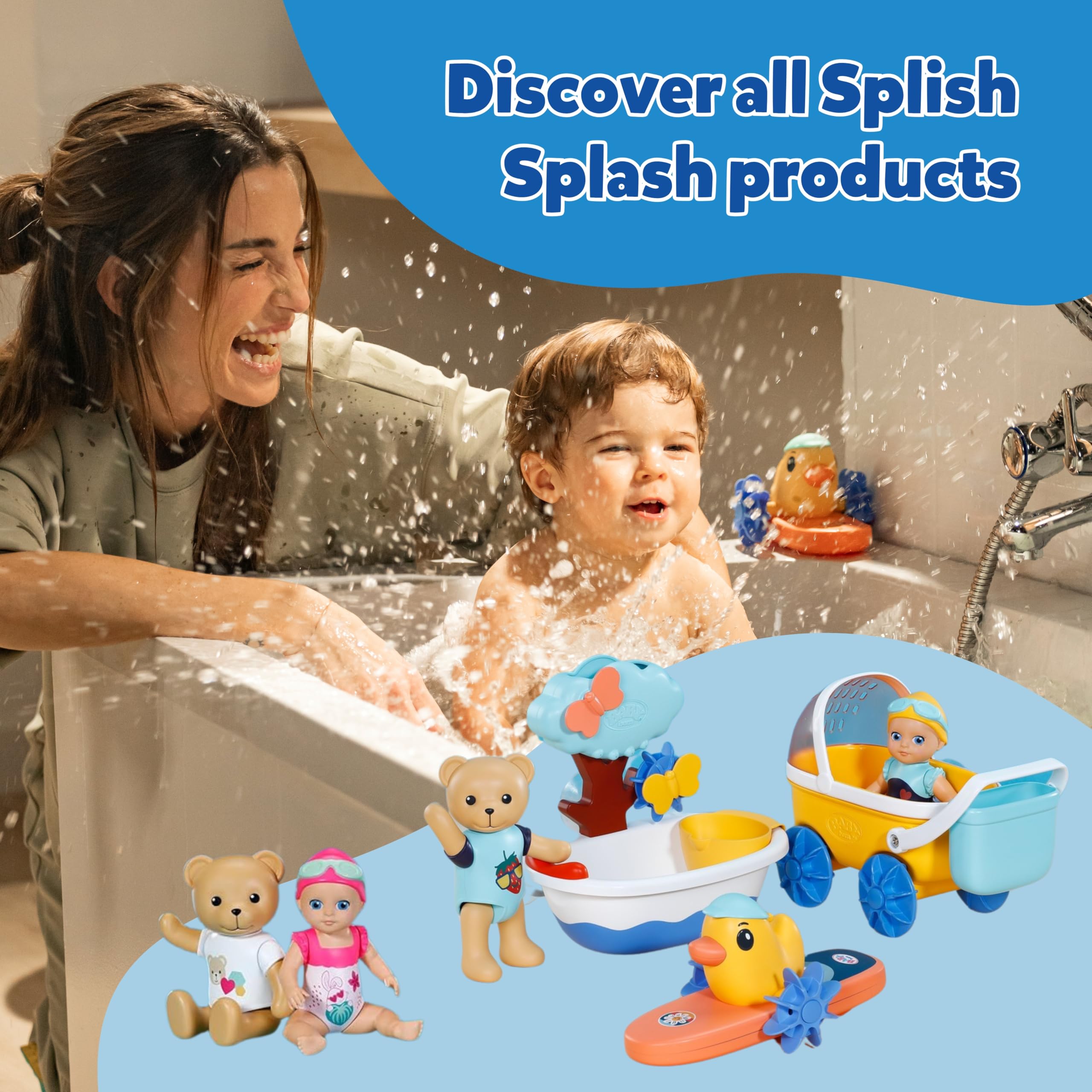 BABY born Splish Splash Teddy - Interactive Wind-up Swimming Bath Toy | Ages 1+ | 20 cm 5
