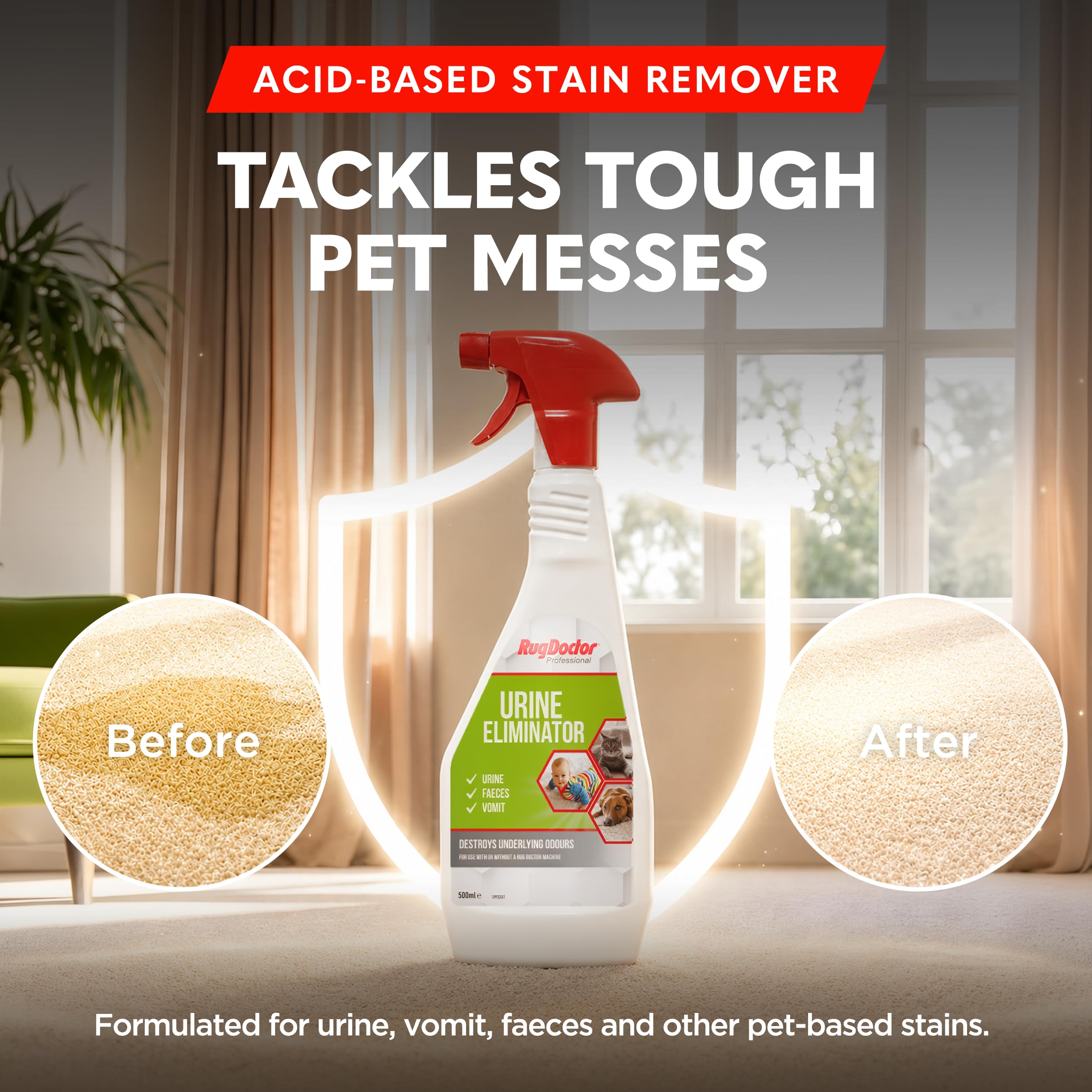 Rug Doctor Urine Eliminator Enzyme Cleaner - 500ml for Pet Accidents & Pre-Treatment 4