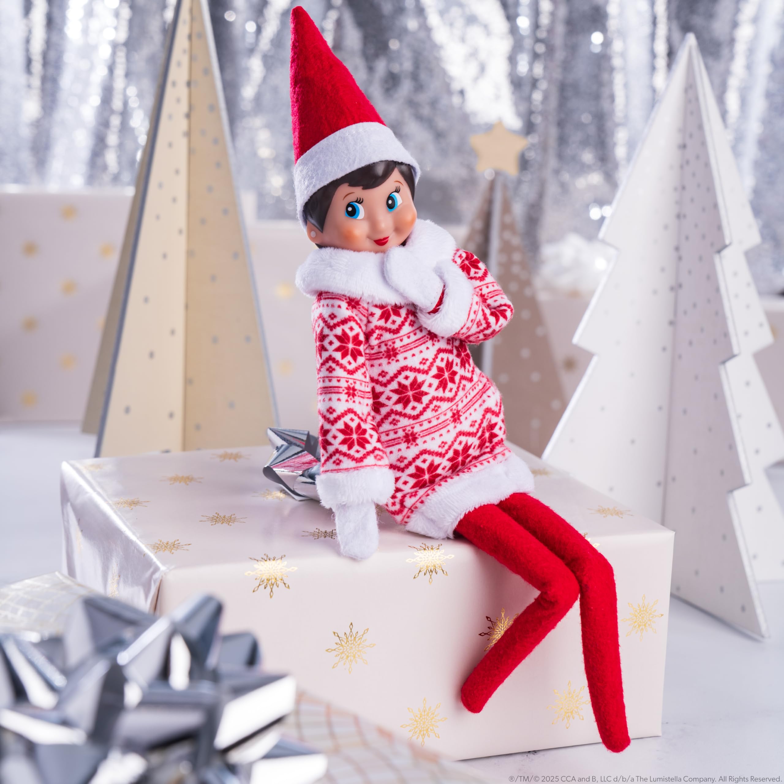 The Elf on the Shelf Claus Couture Sweater Dress - Festive Fair Isle Design for Scout Elves 6