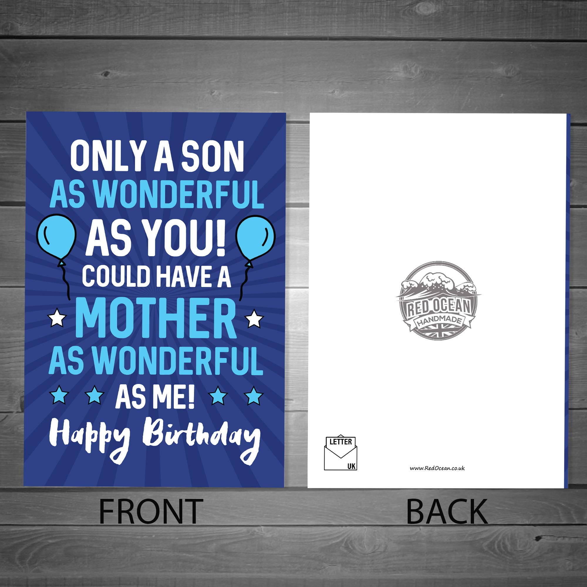 RED OCEAN Funny Humour Birthday Card For Son From Mum | A6 Size | 300gsm Card 3