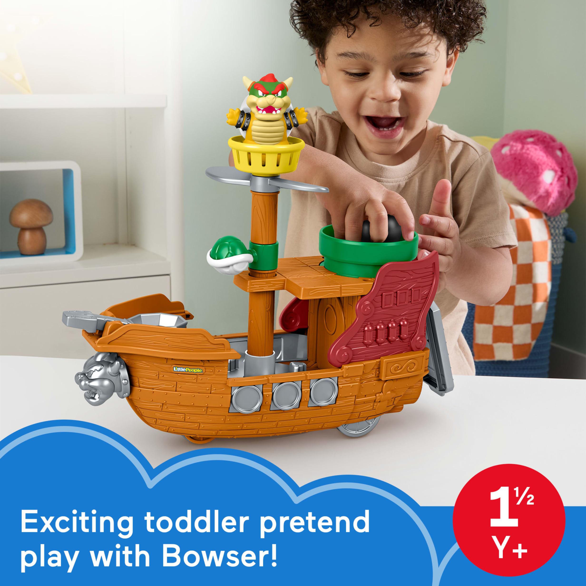 Fisher-Price Little People Toddler Toy My Mario Bowser’s Airship Playset wi 5