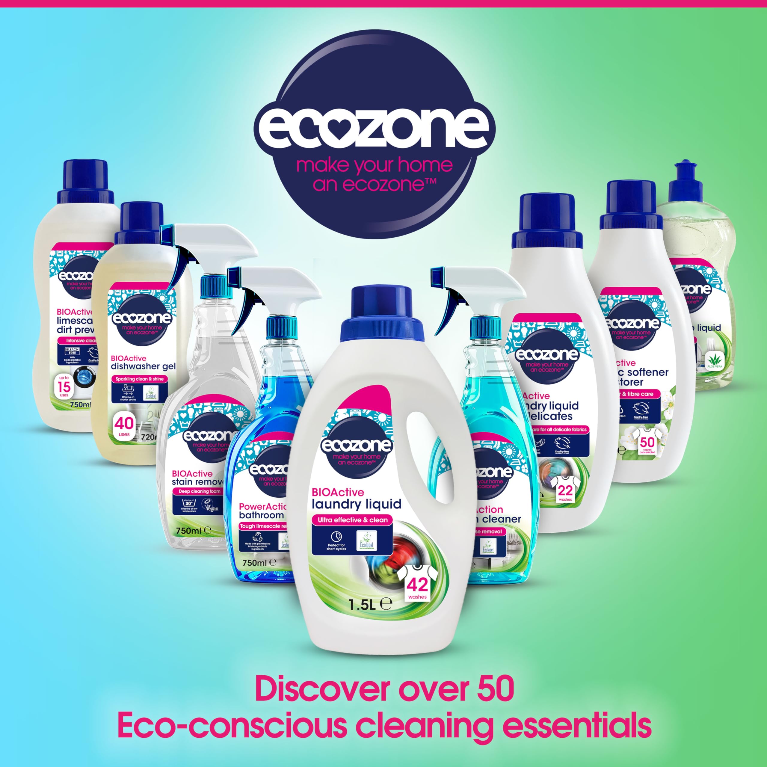 Ecozone PowerAction Washing Up Liquid - Cuts Grease, Gentle on Skin, EU Ecolabel Certified | 500ml 5