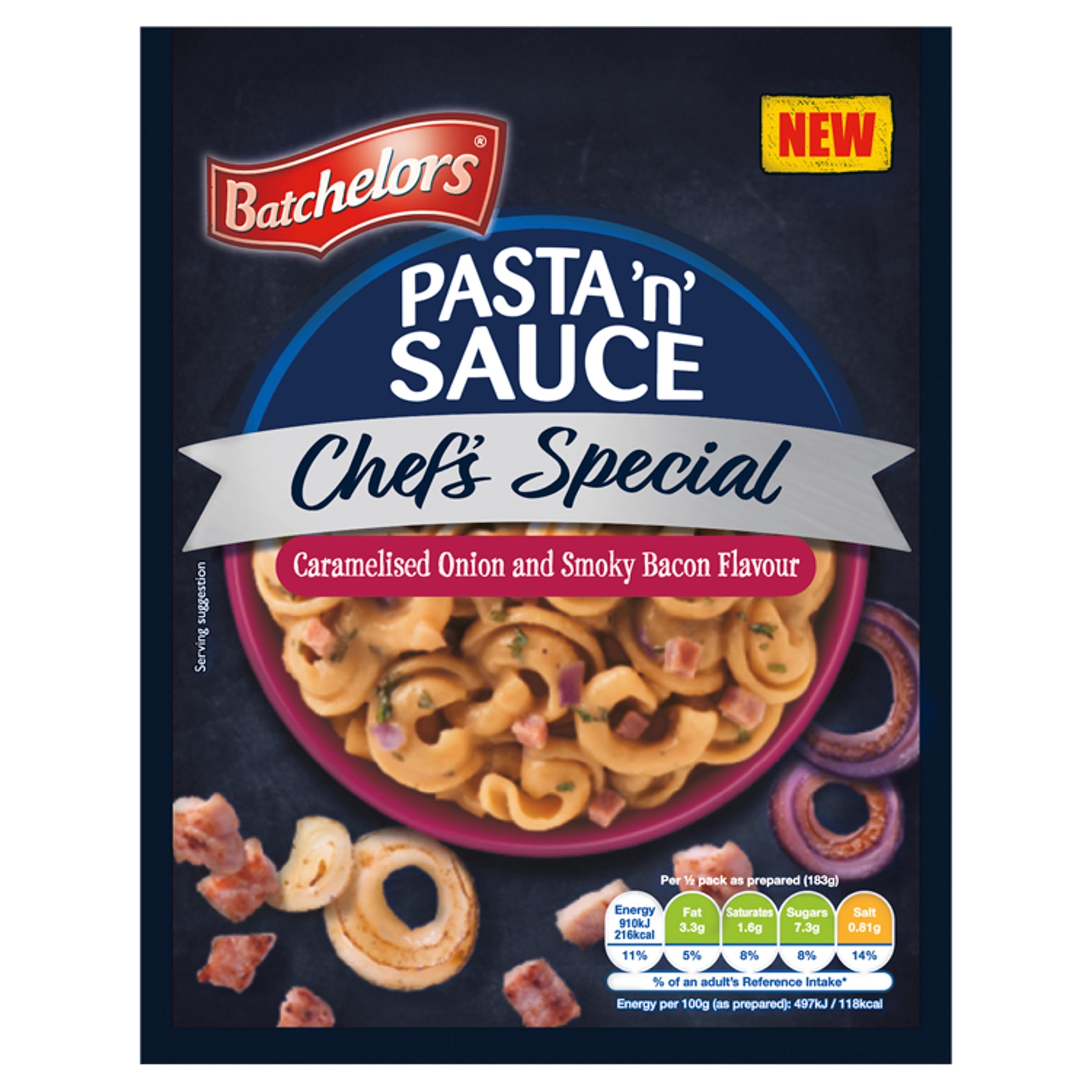 Batchelors Pasta 'n' Sauce Chef's Special Caramelised Onion & Smoky Bacon Instant Meal | 99g Pack