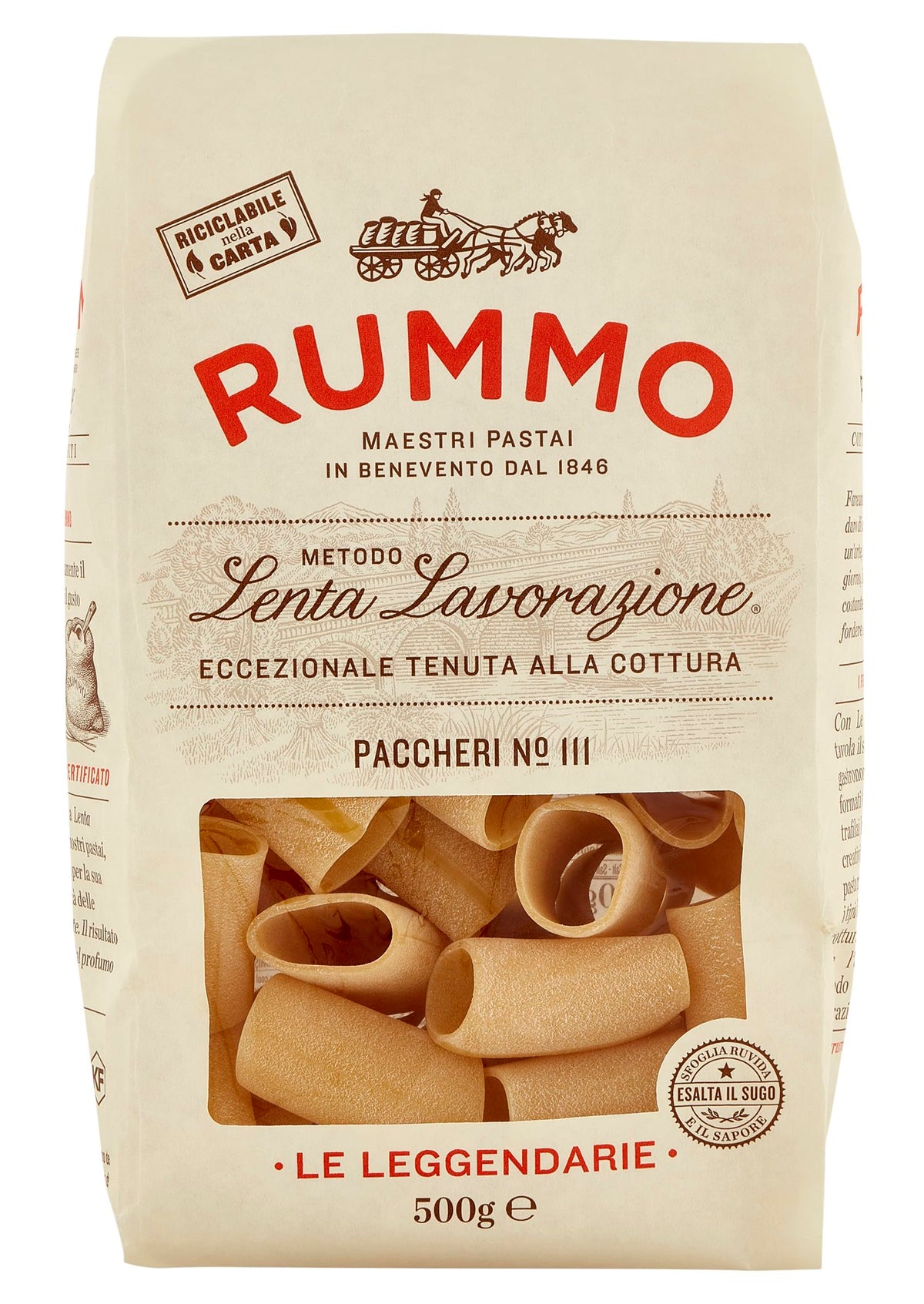 Rummo Paccheri No.111 Pasta - 500 g, Pack of 12