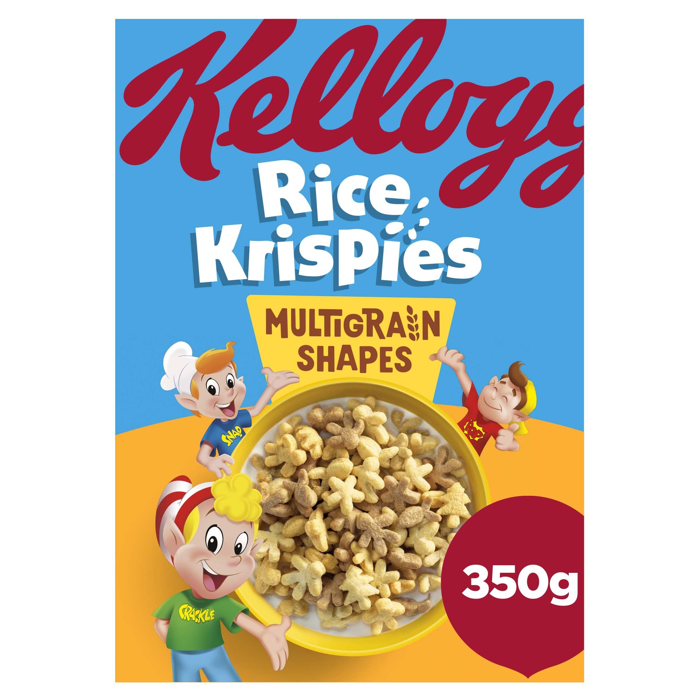Kellogg's Rice Krispies Multigrain Shapes Cereal - High in Fibre, Sweetened Rice & Oat Shapes | 350g 1