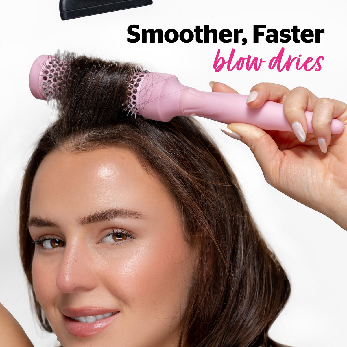 Brushworks Small Radial Vent Brush - Ceramic Barrel, Detangling, Curl Enhancing | Pink