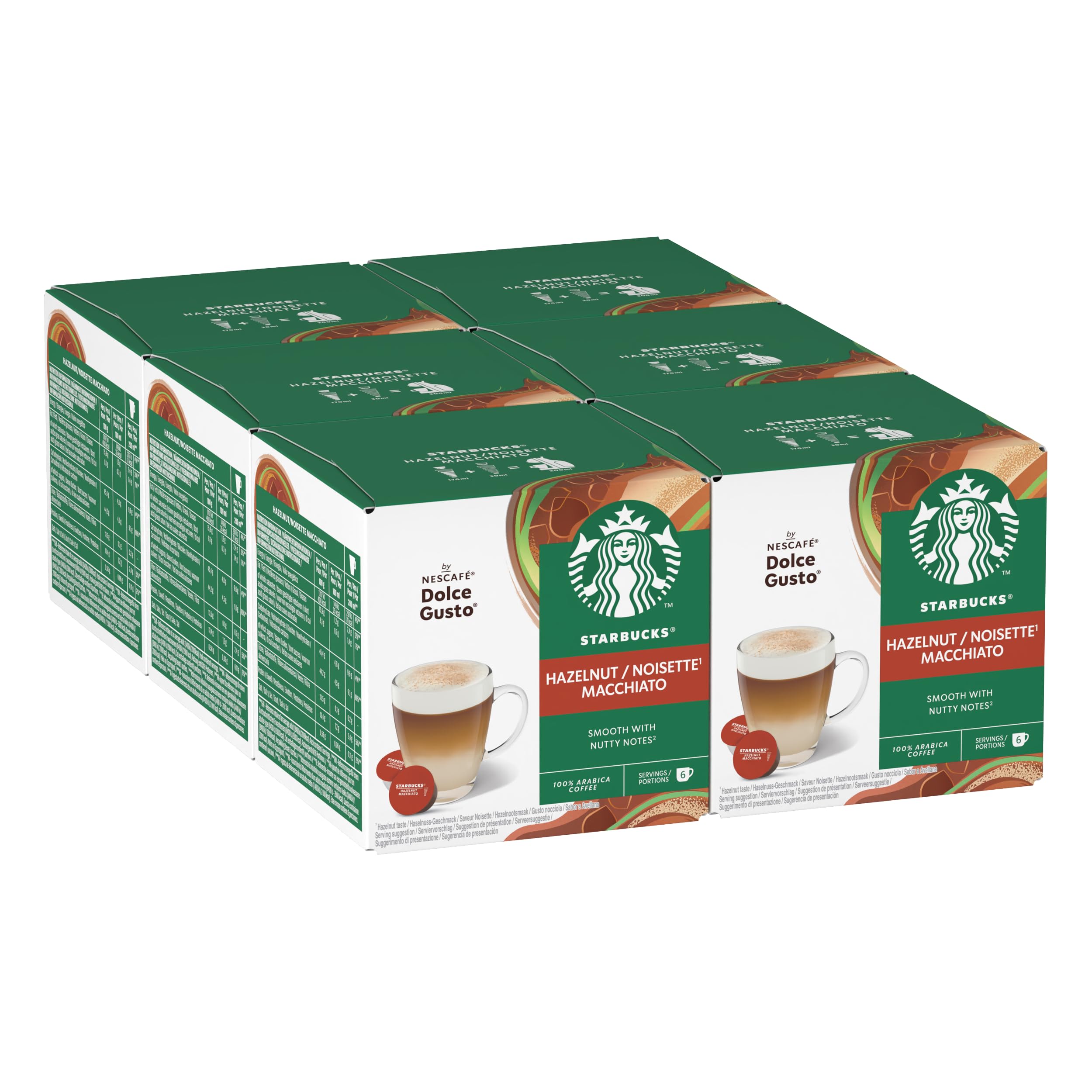 STARBUCKS Hazelnut Macchiato by Nescafé Dolce Gusto Coffee Pods - 72 Capsules (Pack of 6 x 12) 1