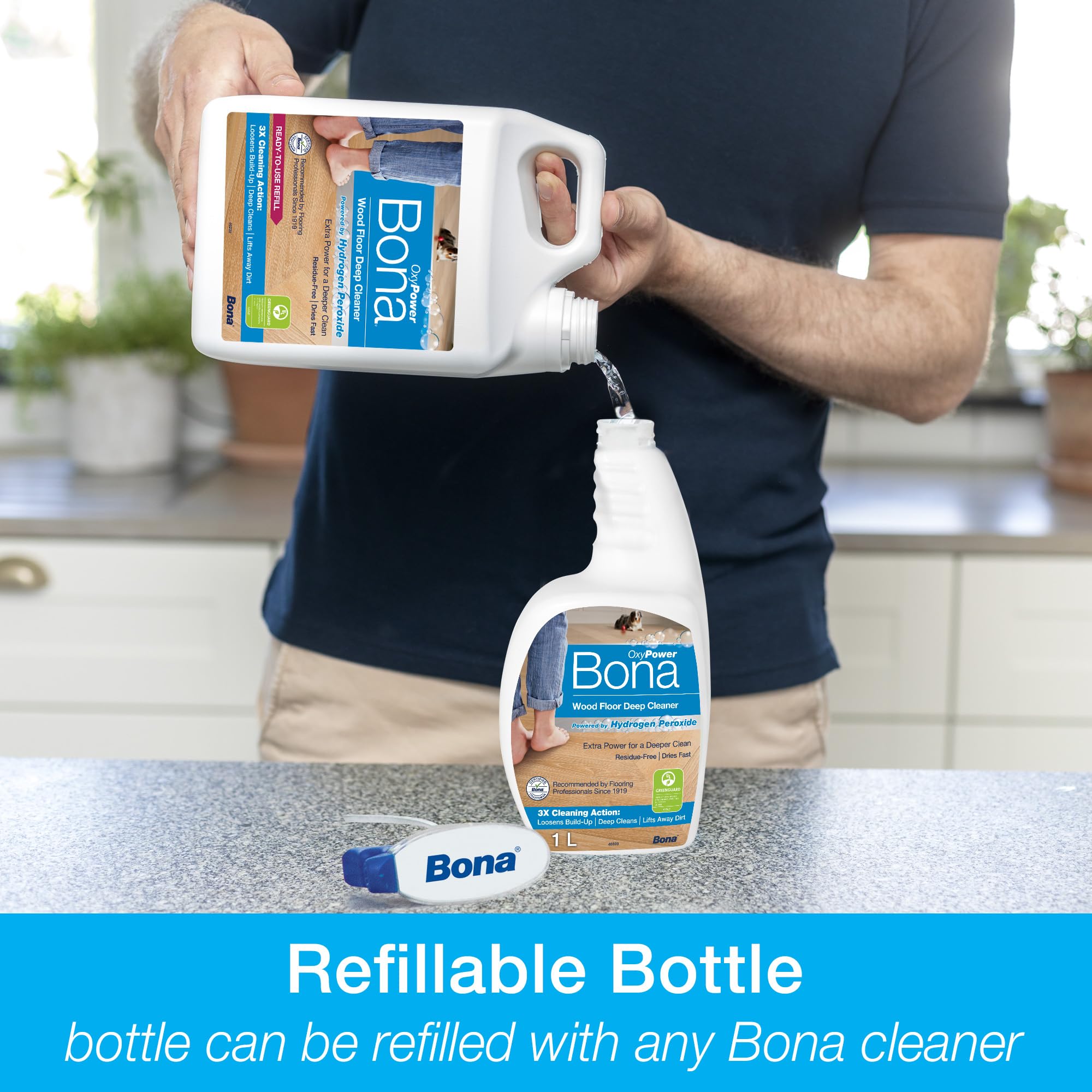 Bona OxyPower Wood Floor Cleaner Liquid for Varnished or Hard Waxed Floors | 1 Litre Spray 9
