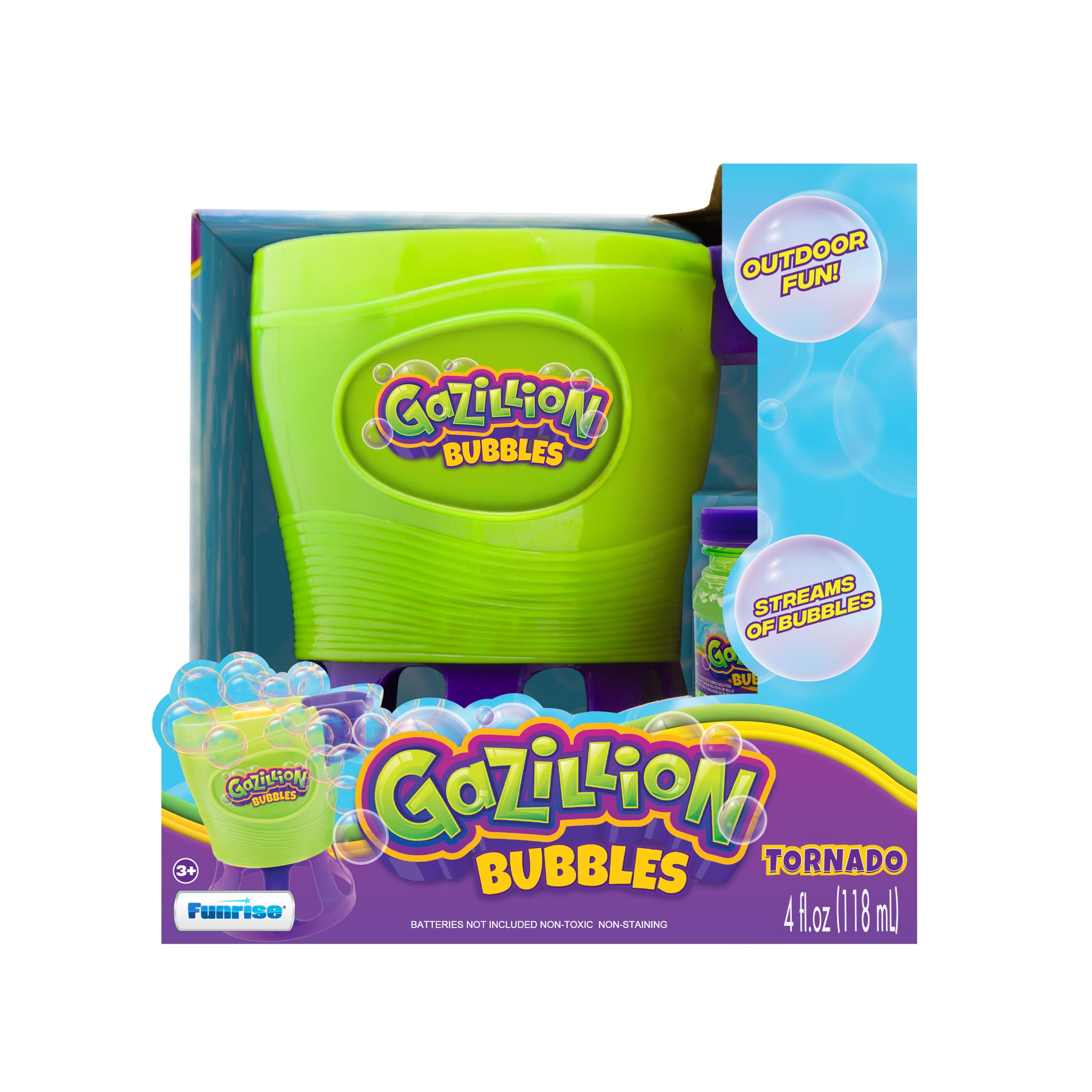 Gazillion Tornado Bubble Toy - Non-Stop Bubble Action | Ages 3+ | Includes 4 oz Solution 5