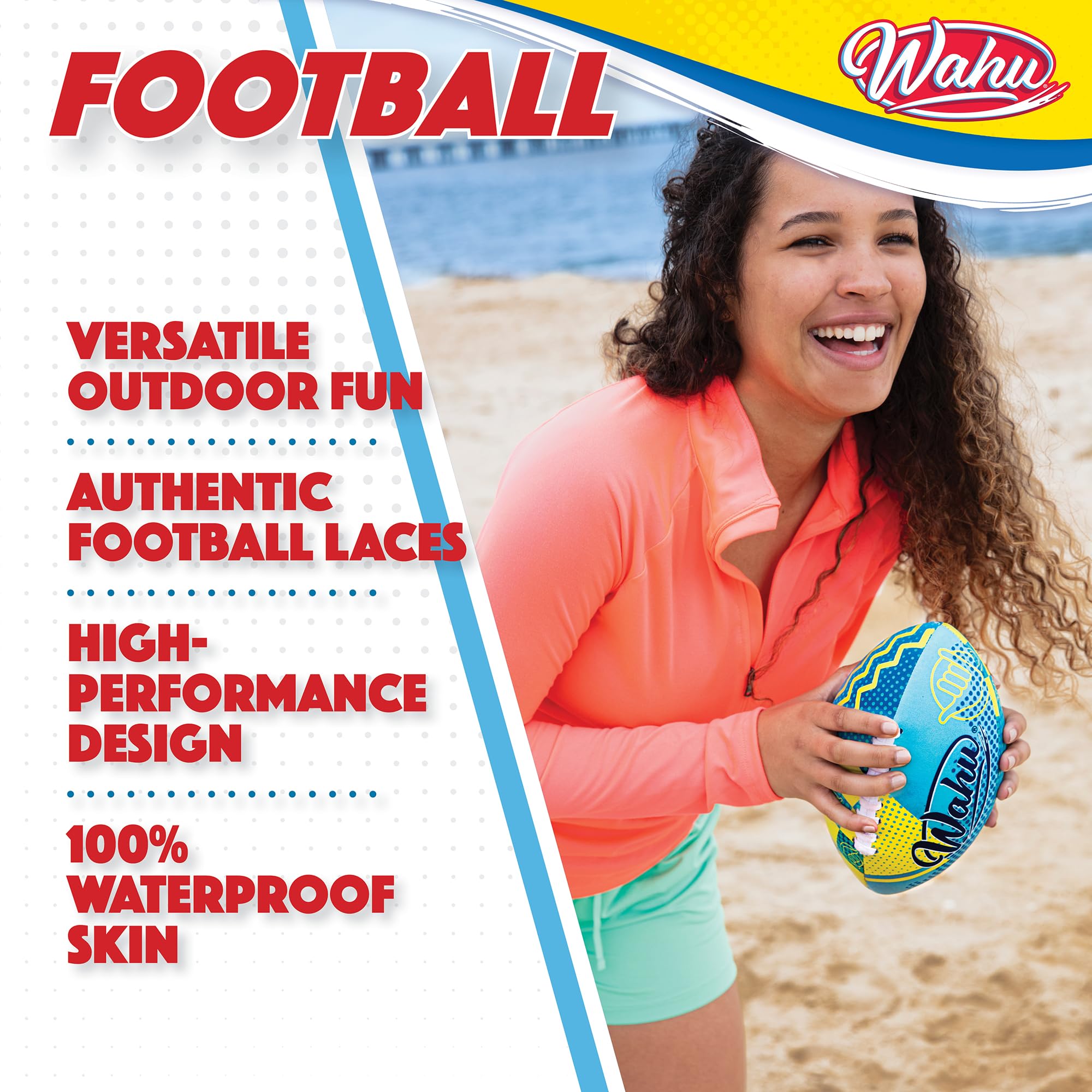 WAHU American Football - 9 Inch Size | 100% Waterproof Neoprene Cover | Multicolor 3