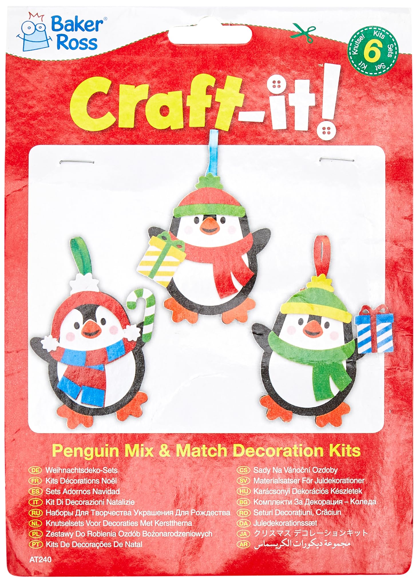 Baker Ross Christmas Penguin Mix and Match Decoration Craft Kit - 6 Pack, Ages 3+ 1