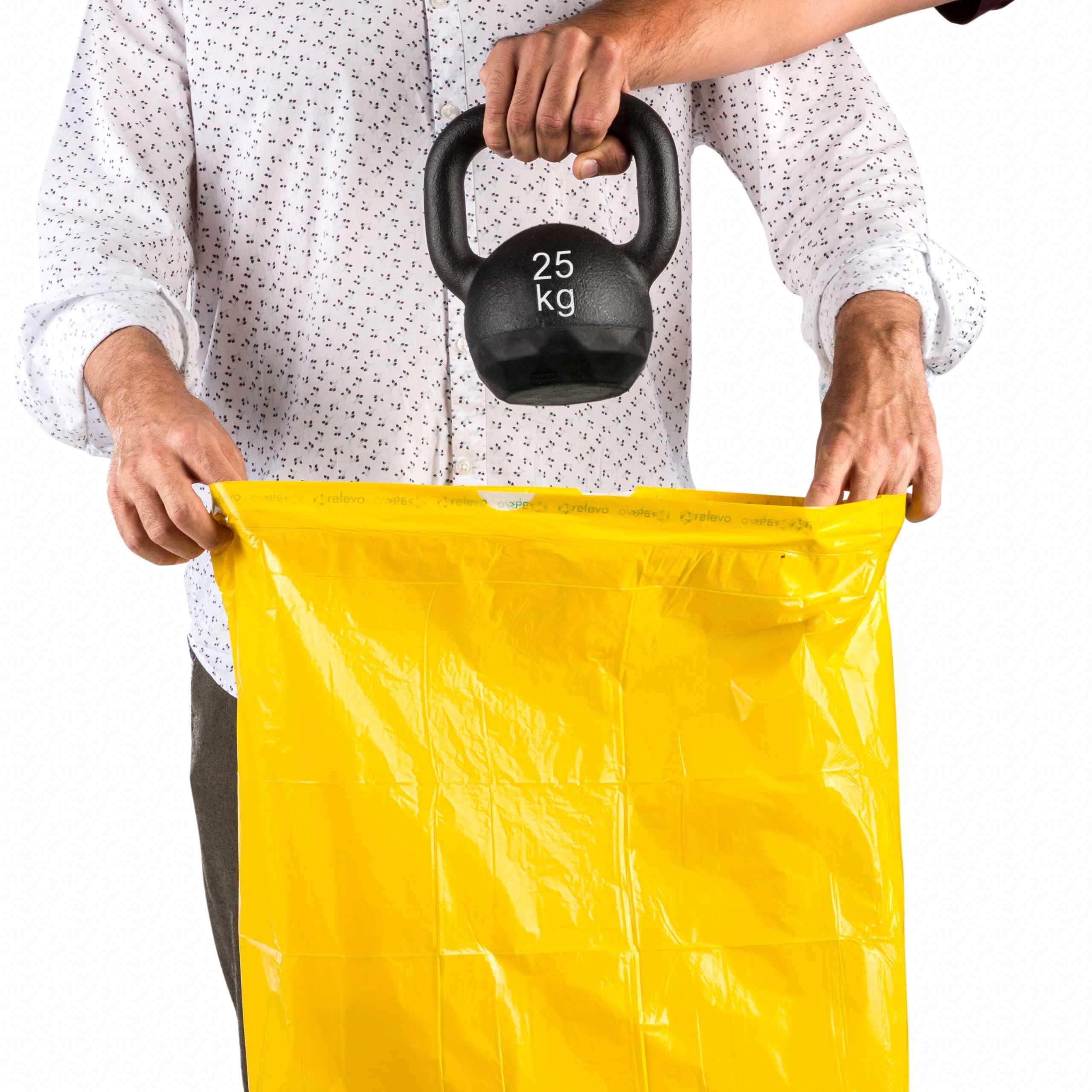 Relevo 30L Yellow Bin Bags with Drawstrings | 45 Units | 100% Recycled Material | 55x60 cm 5