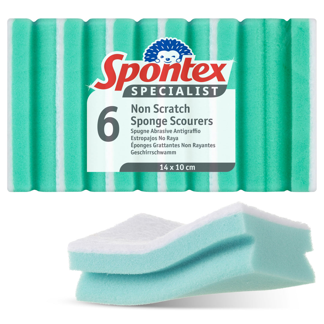 Spontex - Specialist Non-Scratch Sponge Scourers (Pack of 6)