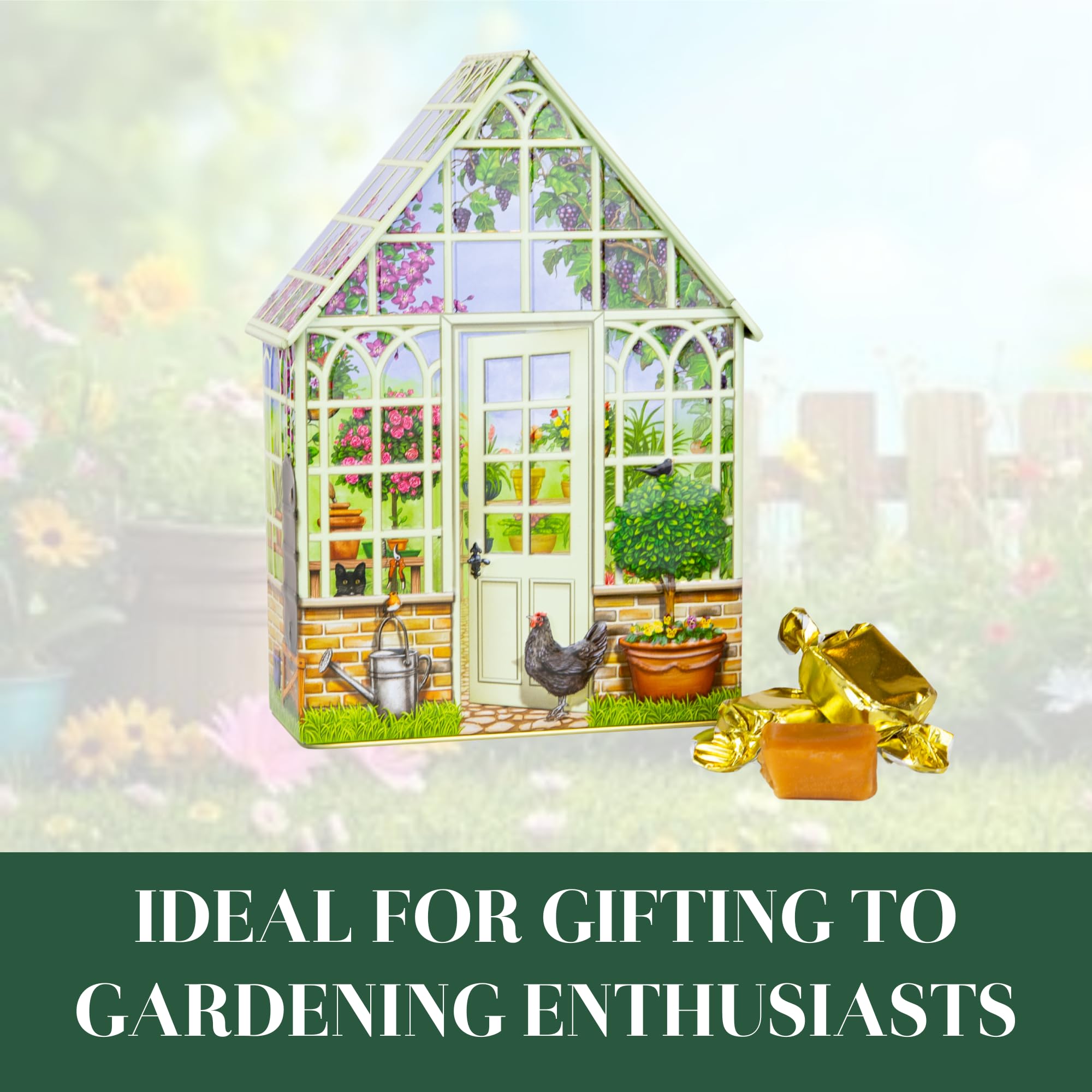 The Silver Crane co. Small Green House Devon Toffees Tin - 200g Traditional Sweets Gift | Vegetarian Friendly 5