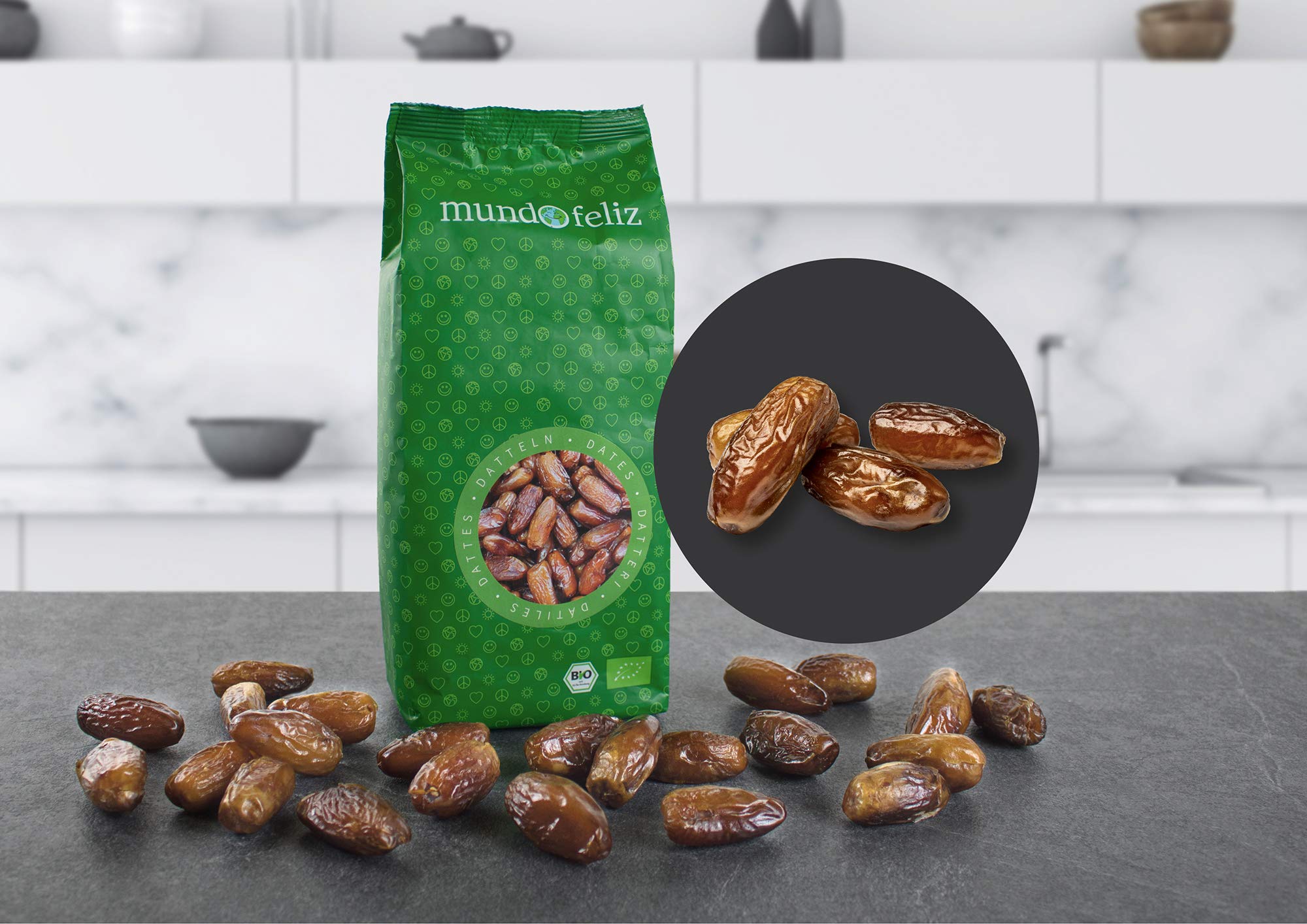 Mundo Feliz Organic Dried Pitted Dates - 1kg Total (2 x 500g Packs) | Sun-Dried, Vegan 2