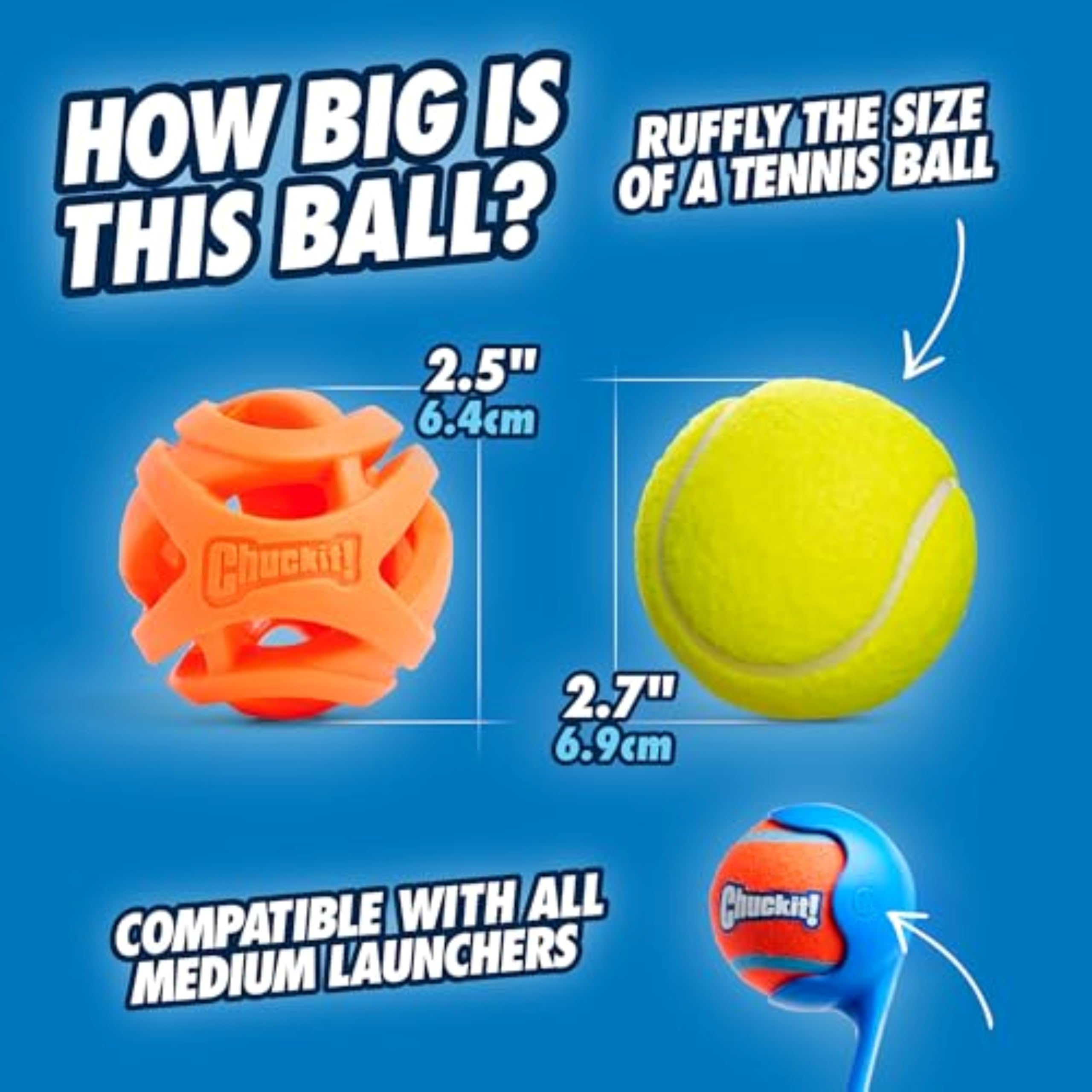Chuckit! Air Fetch Ball - High Bounce Lightweight Rubber Dog Toy | Medium Size | Multi-colored 3