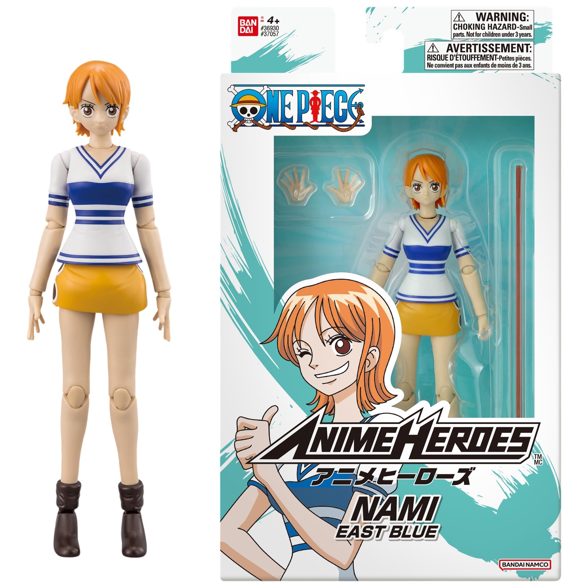 BANDAI Anime Heroes Nami Action Figure - 17cm, East Blue Appearance, Includes Accessories