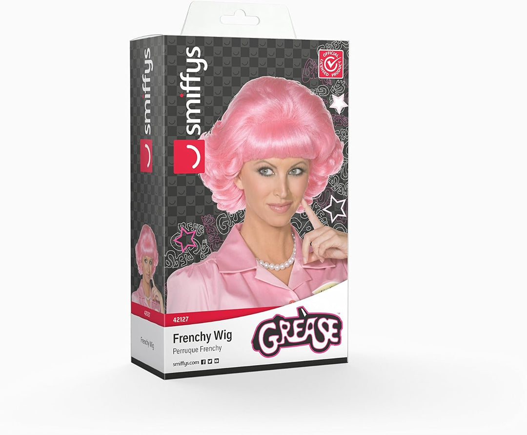 Smiffys Grease Frenchy Short Curly Pink Wig (42127)