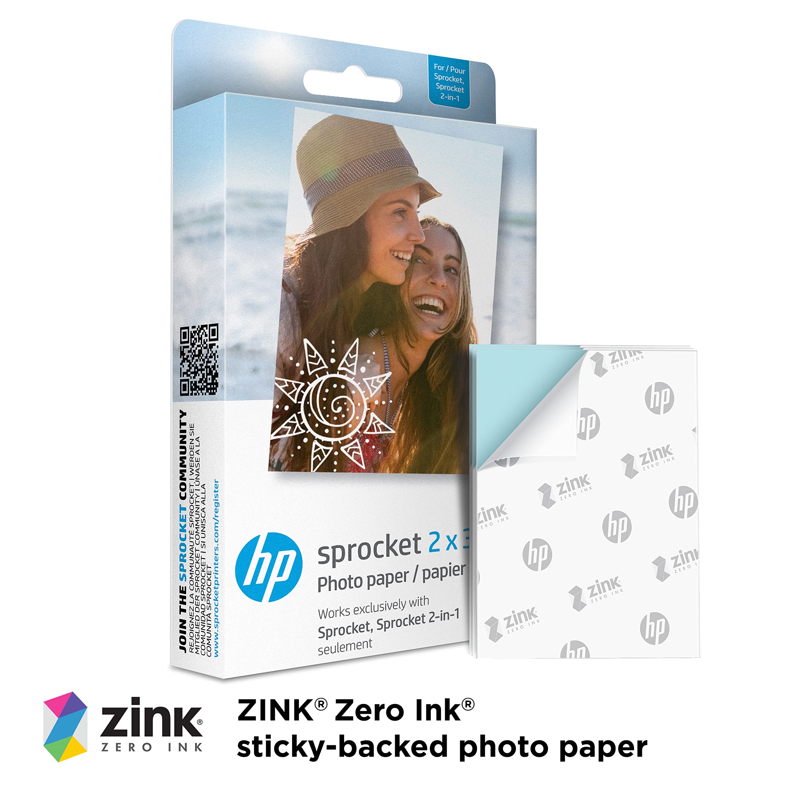 HP Sprocket 2x3 Premium Zink Sticky Back Photo Paper - 20 Sheets | Smudge & Water Resistant 2