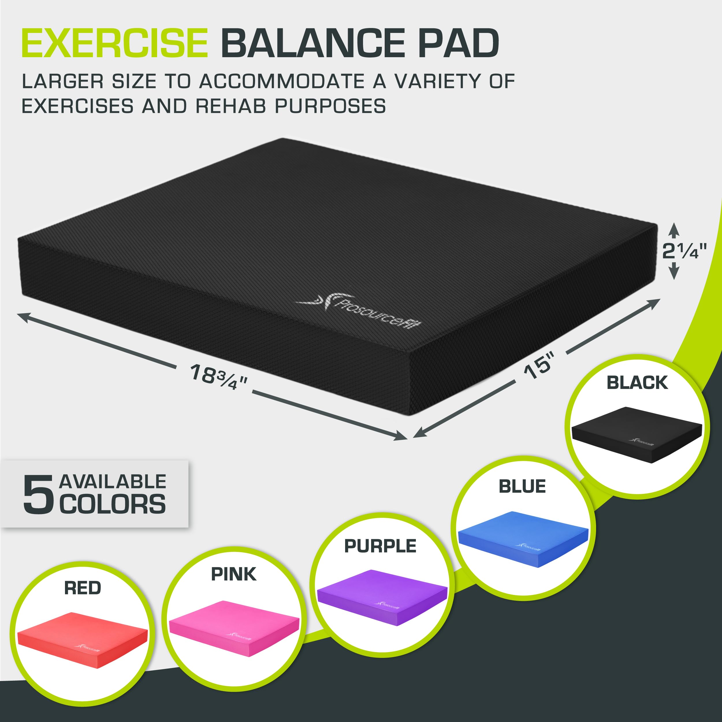 ProsourceFit Exercise Balance Pad - Cushioned Non-Slip Foam Mat for Fitness & Stability Training | 18.75"L x 15"W