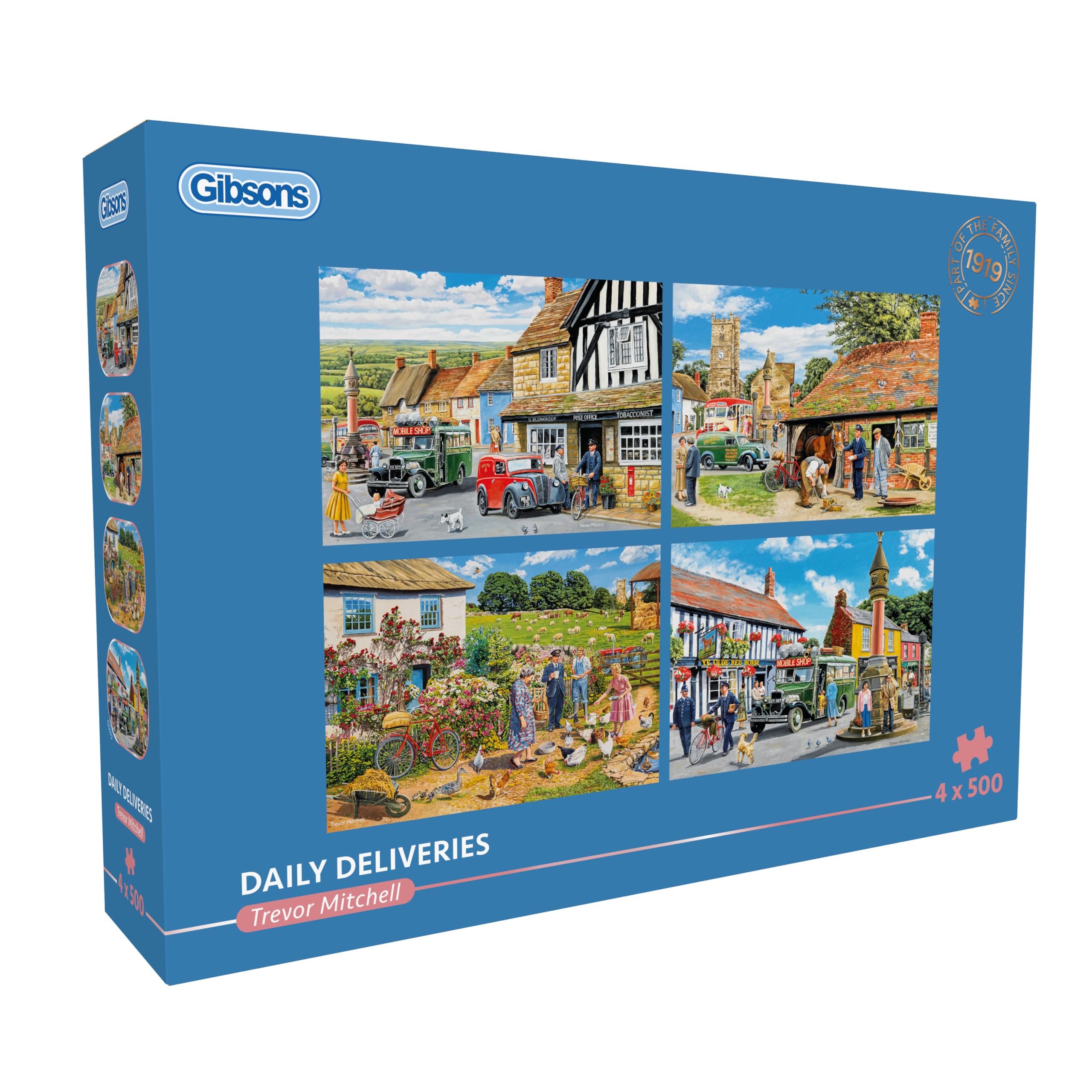 Gibsons Daily Deliveries Jigsaw Puzzle Set - 4 x 500 Pieces | Trevor Mitchell Art 1
